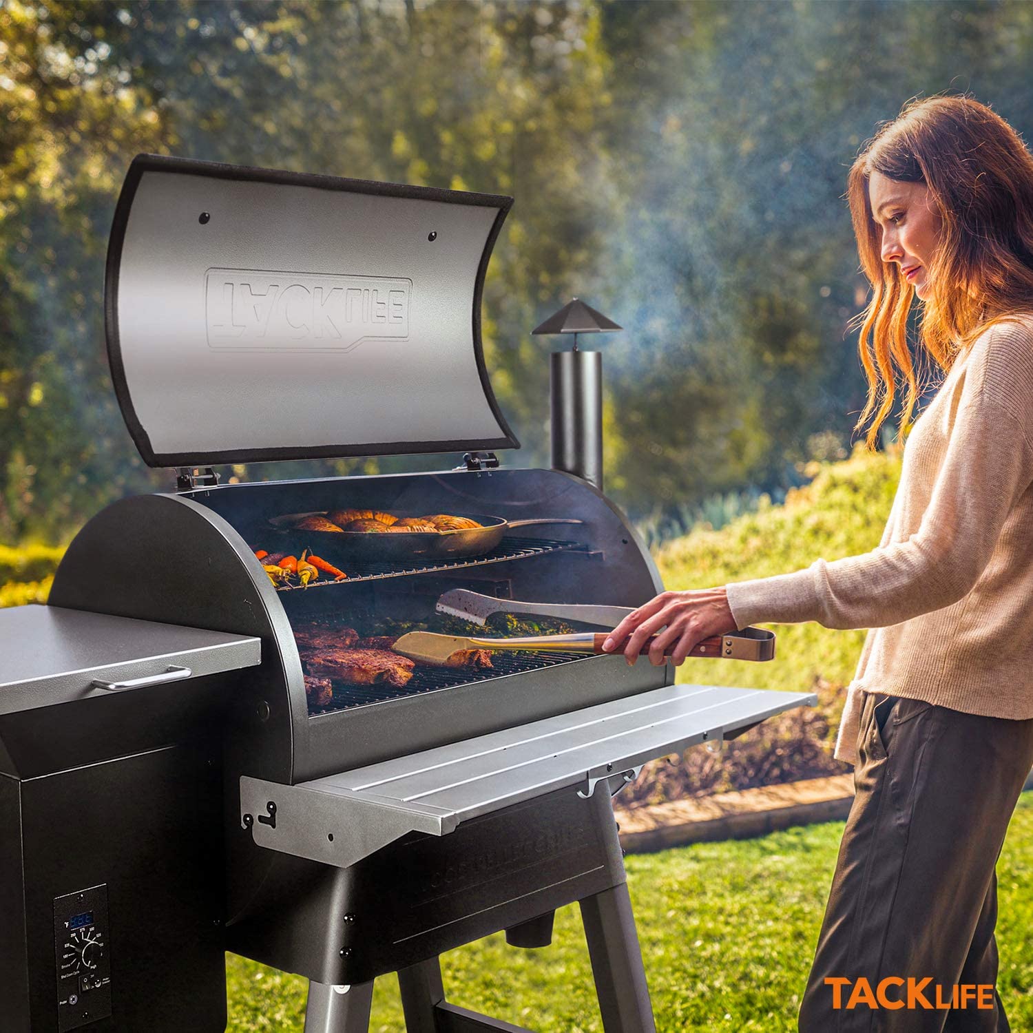 Tacklife 20000BTU Heat Ideal for Wood Pellet Grill and Smoker.8-in-1 BBQ Grill-TKGRILL01