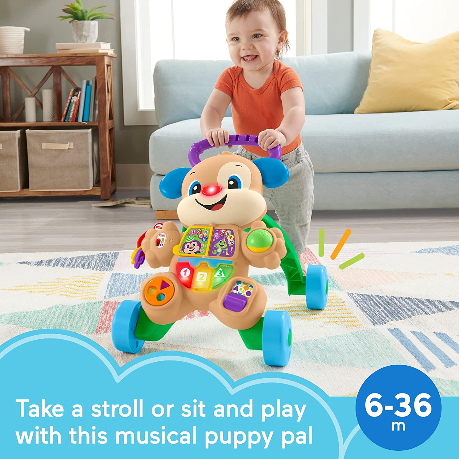 Fisher-Price Laugh & Learn Smart Stages Learn with Puppy Walker. Musical Walking Toy for Infants and Toddlers Ages 6 to 36 Months