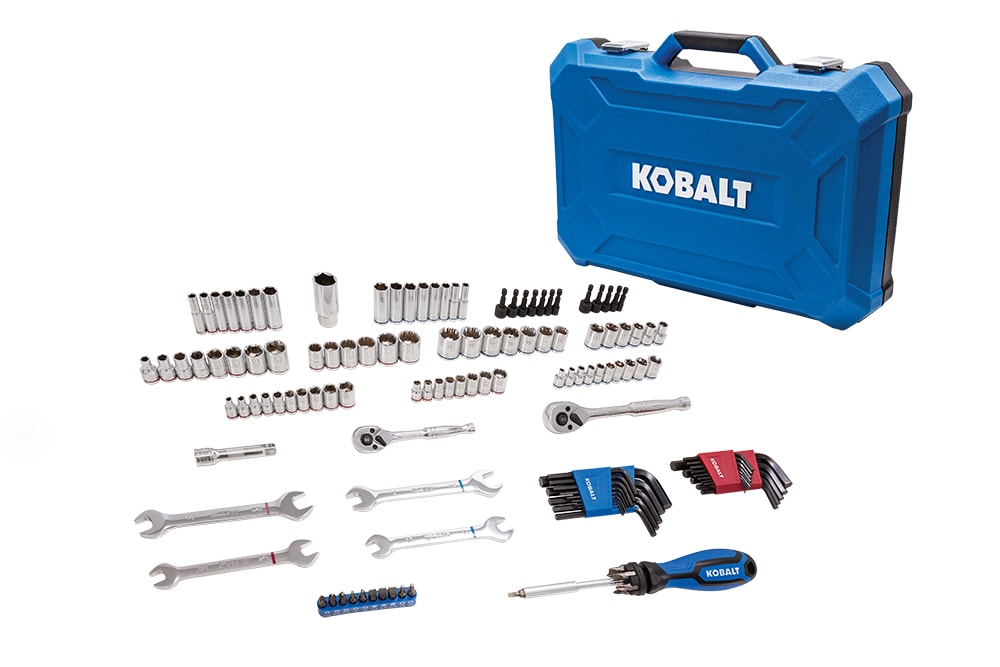 Kobalt 129-Piece Standard (SAE) and Metric Polished Chrome Mechanics Tool Set with Hard Case