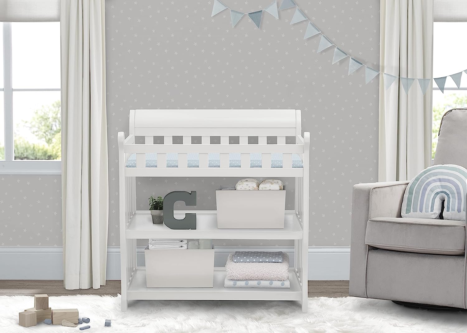 Delta Children Eclipse Changing Table with Changing Pad. White