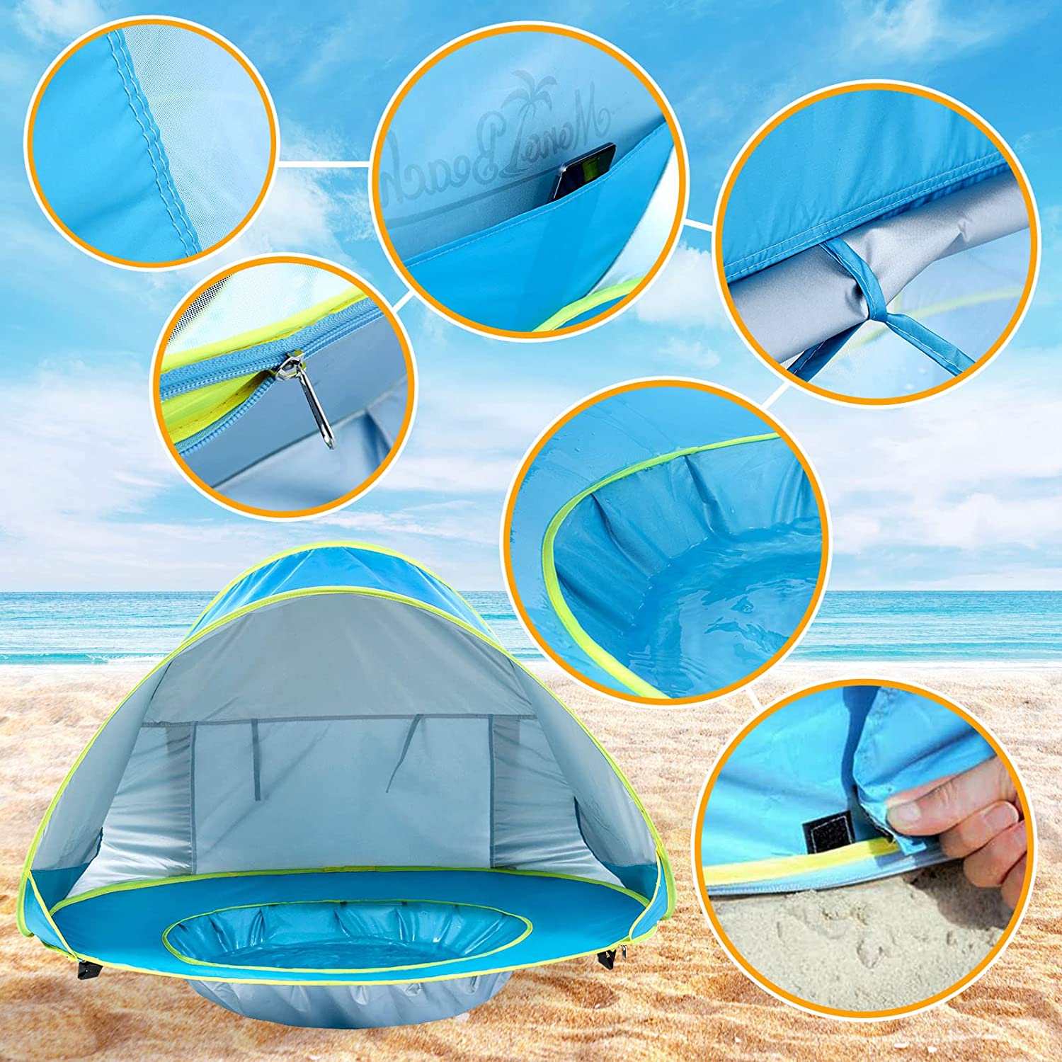 Monobeach Baby Beach Tent Pop Up Portable Shade Pool for Infant