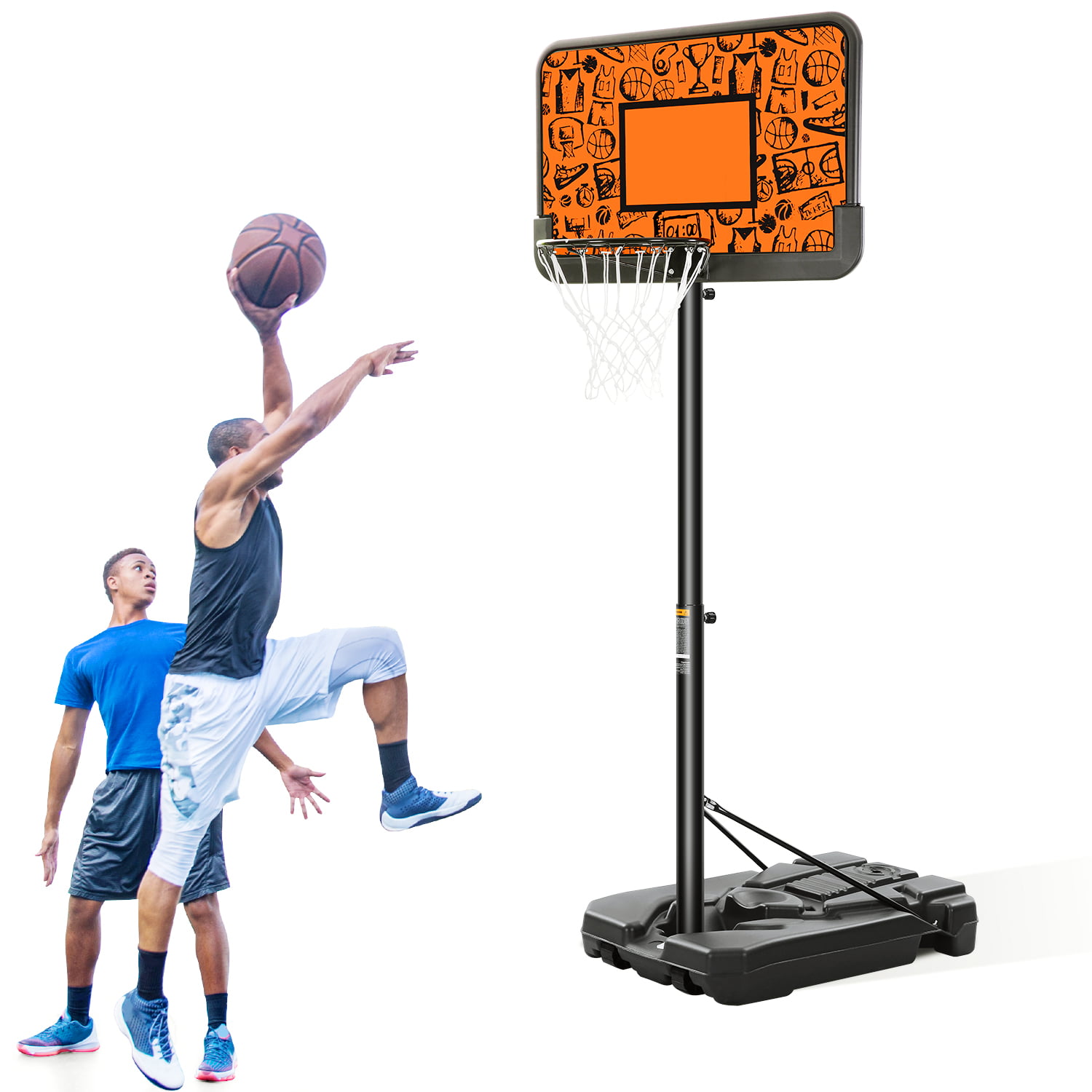 MaxKare 44 In Basketball Hoop 7.6-10ft Adjustable Portable Basketball System