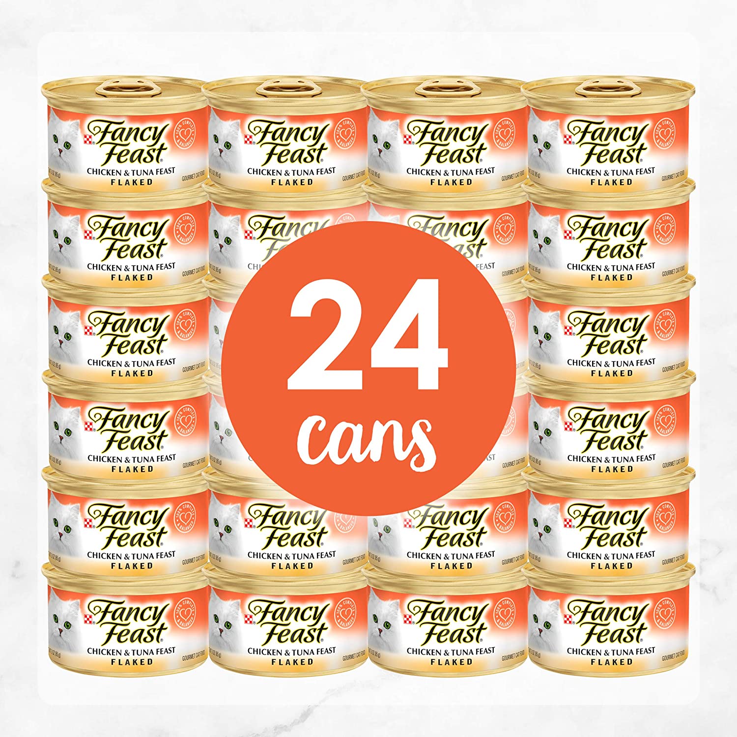 Purina Fancy Feast Wet Cat Food. Flaked Chicken & Tuna Feast - (24) 3 oz. Cans