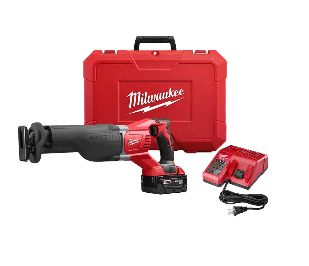 Milwaukee 2621-21 M18 18V Lithium-Ion Cordless SAWZALL Reciprocating Saw W/(1) 3.0Ah Batteries. Charger. Hard Case