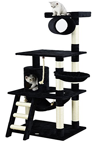 Go Pet Club Black 62″ Cat Tree Condo with Hammock and Side Basket