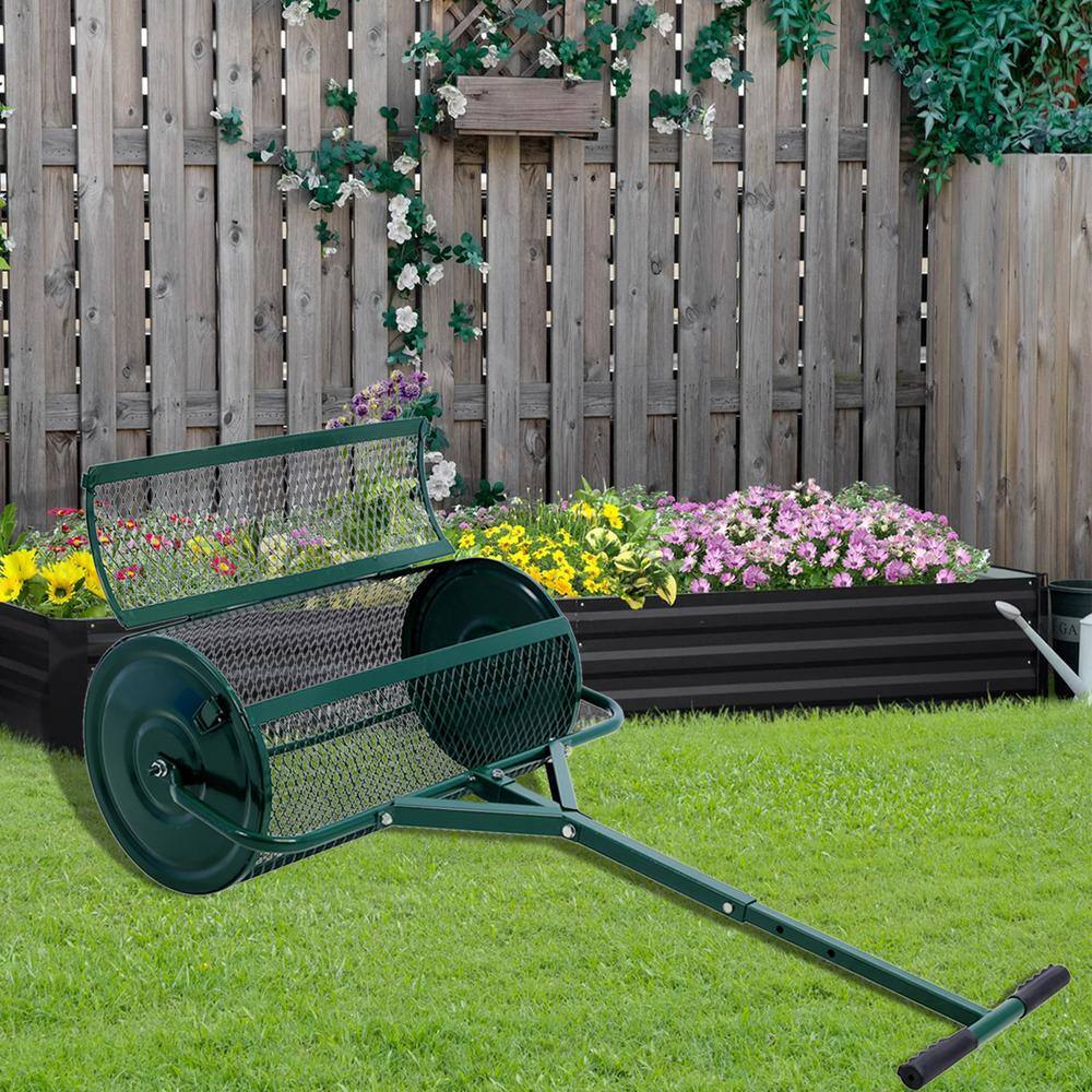 Amucolo YeaD-CYD0-1WVX 24 in. Peat Moss Spreader Compost Spreader Metal Mesh. T Shaped Handle for Planting Seeding