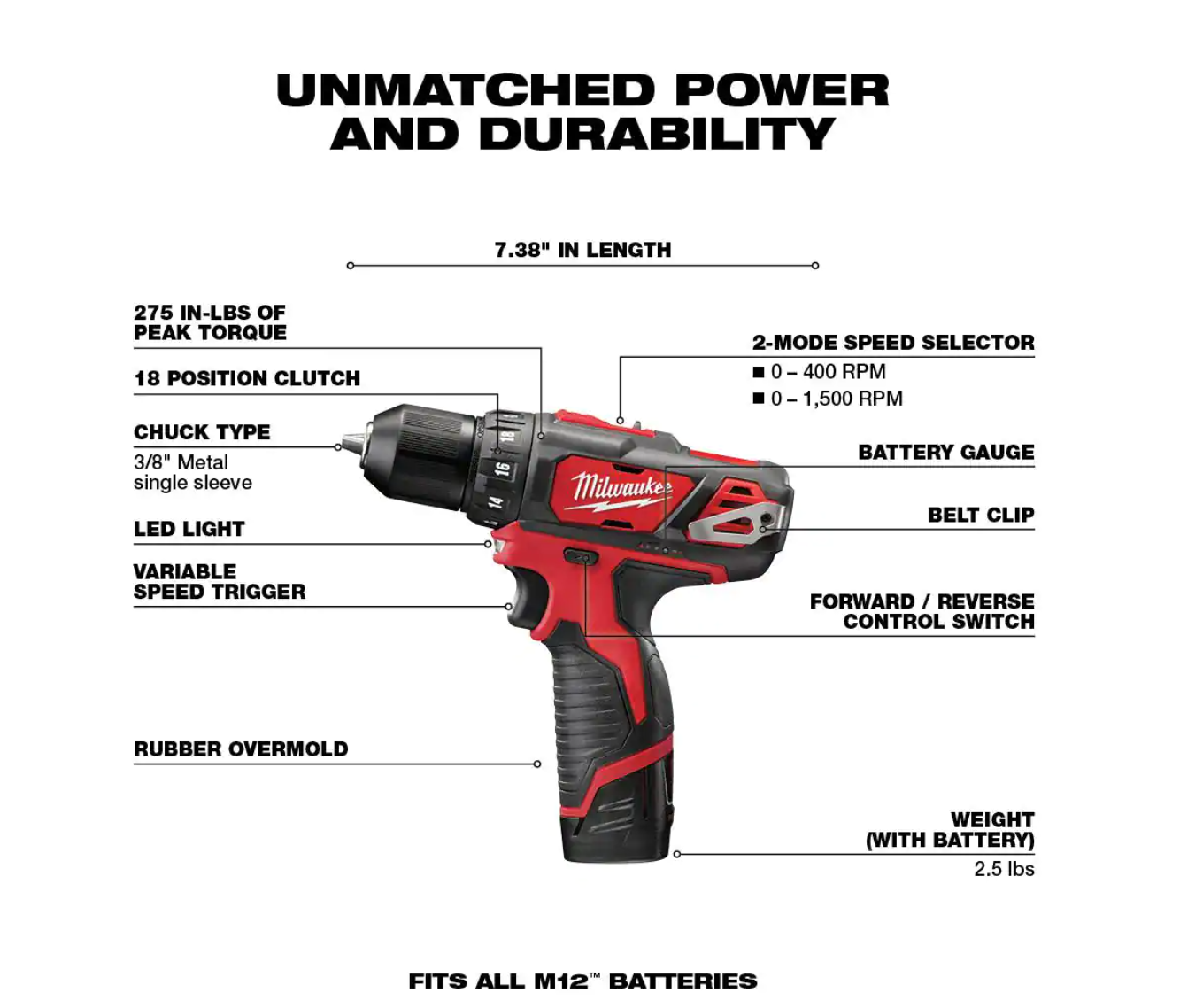 Milwaukee 2407-22-2460-20-48-11-2460 M12 12V Lithium-Ion Cordless 3/8 in. Drill/Driver Kit with M12 Rotary Tool and 6.0 Ah XC Battery Pack
