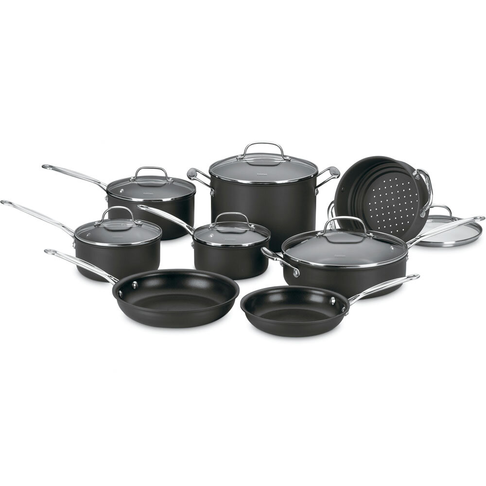 Chefs Classic Nonstick Hard Anodized Cuisinart 14 Piece Aluminum Cookware Set