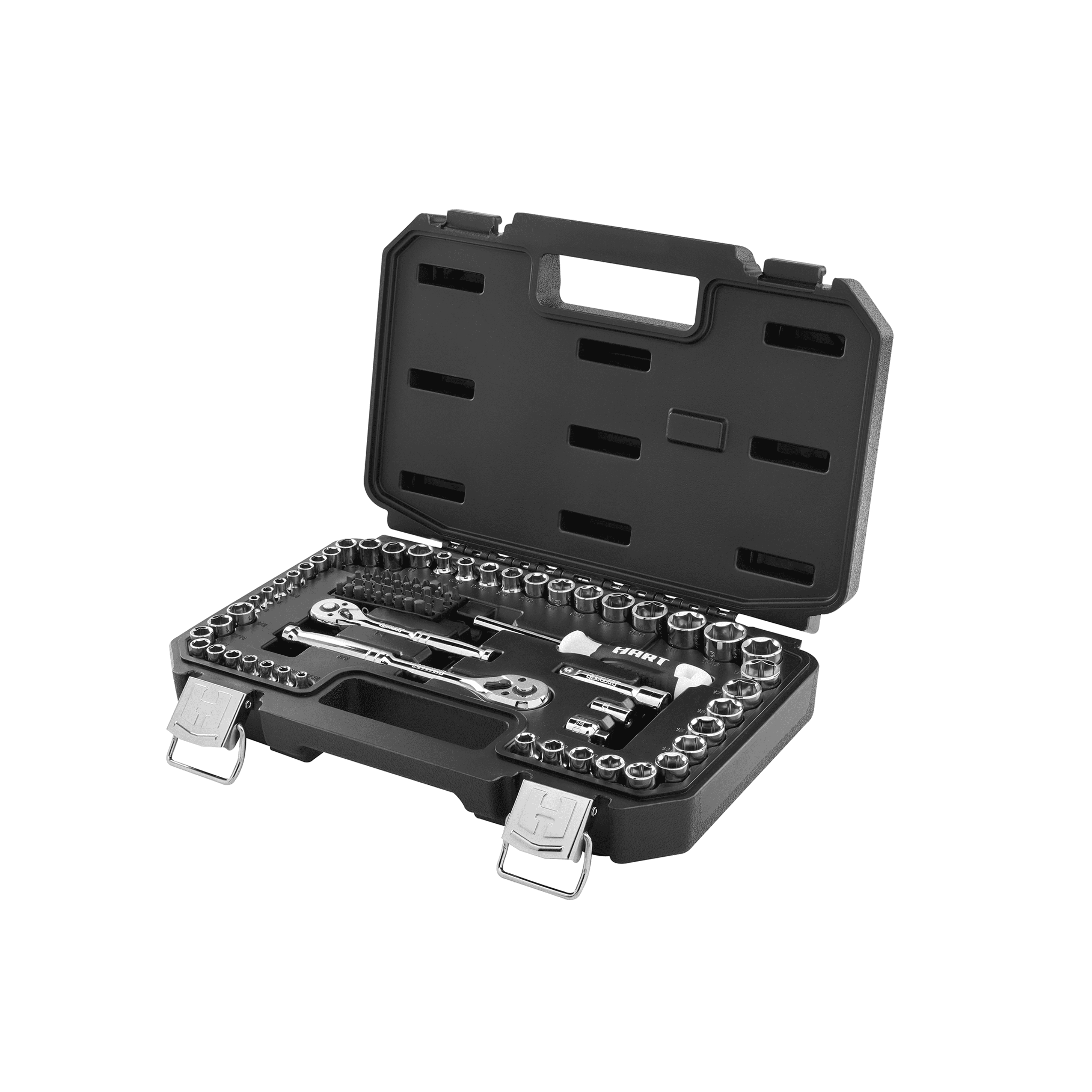 HART 90-Piece 1/4 and 3/8-inch Mechanics Tool Set. Chrome Finish