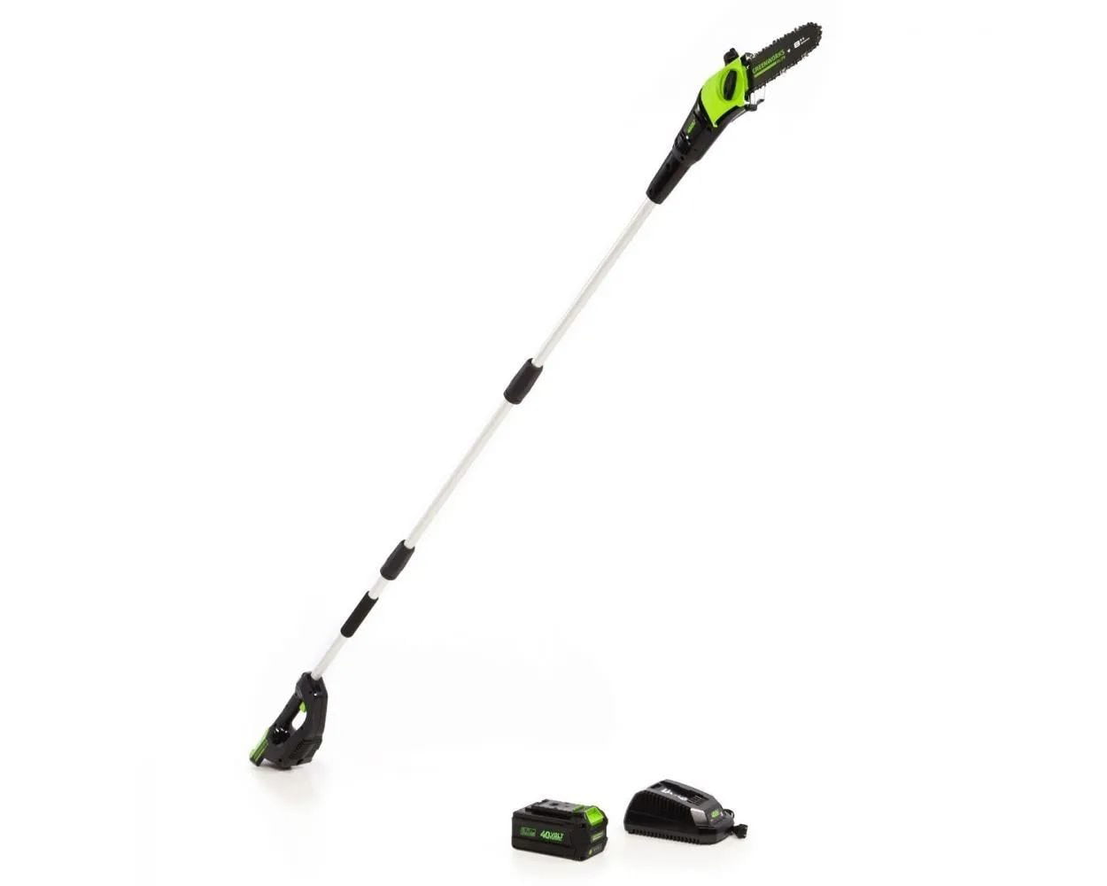 Greenworks 40V 8″ Cordless Pole Saw with 2.0 Ah Battery and Charger. 1403702