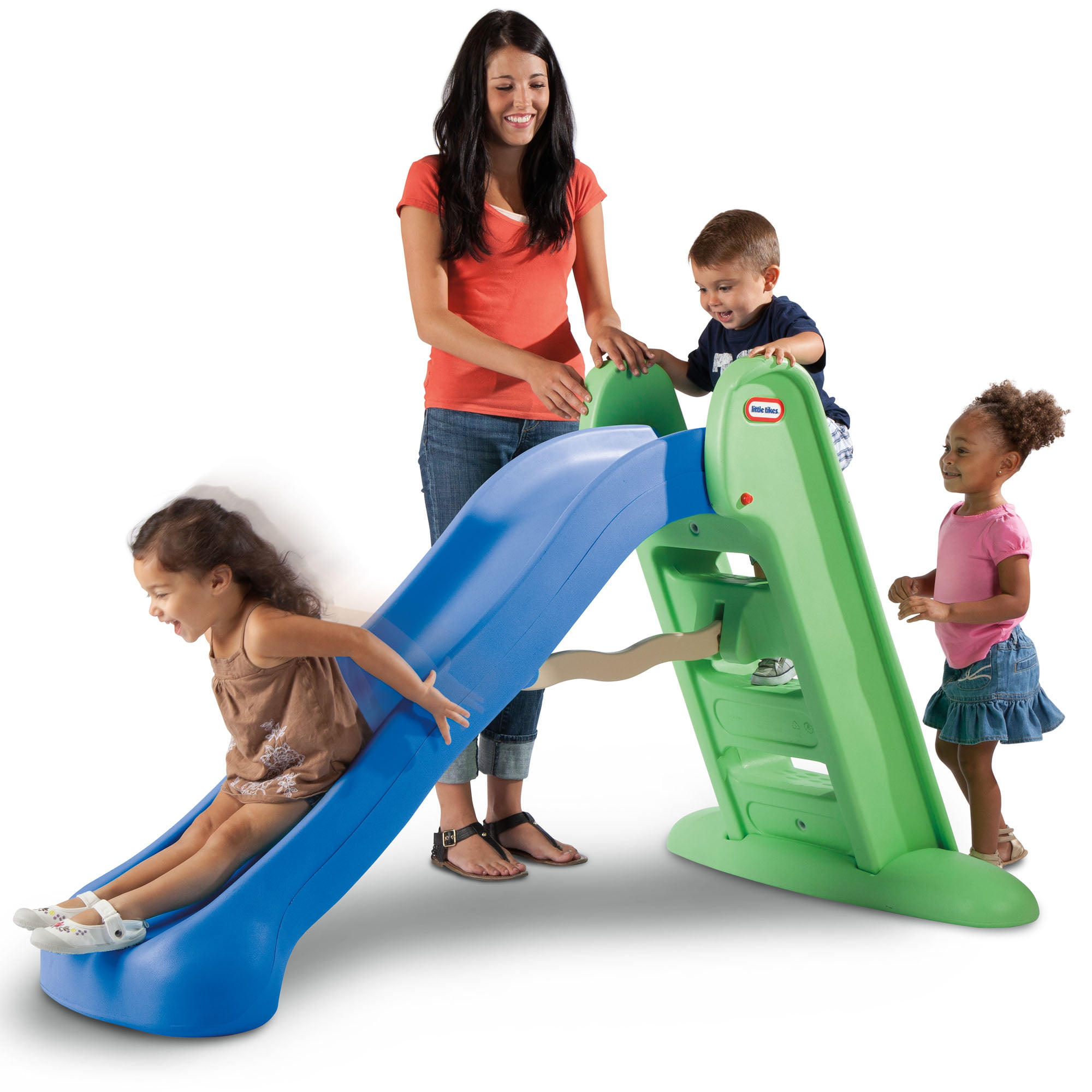 Little Tikes Easy Store Large Playground Slide with Folding for Easy Storage. Outdoor Indoor Active Play. Blue and Green- For Kids Toddlers Boys Girls Ages 2 to 6 Year old