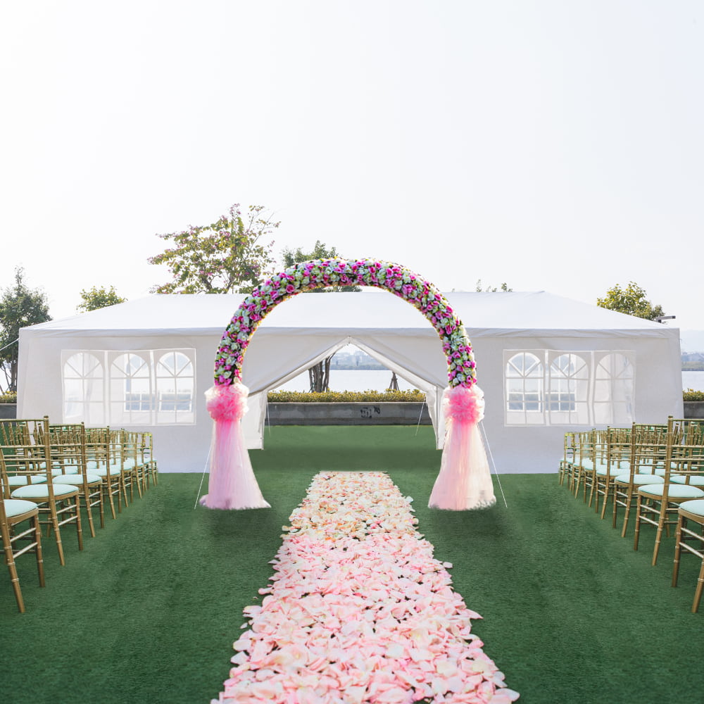 Resenkos 10′ x 30′ Outdoor White Waterproof Gazebo Canopy Tent with Removable Sidewalls and Windows Heavy Duty Tent (10′ x 30′ with 8 Sidewalls)