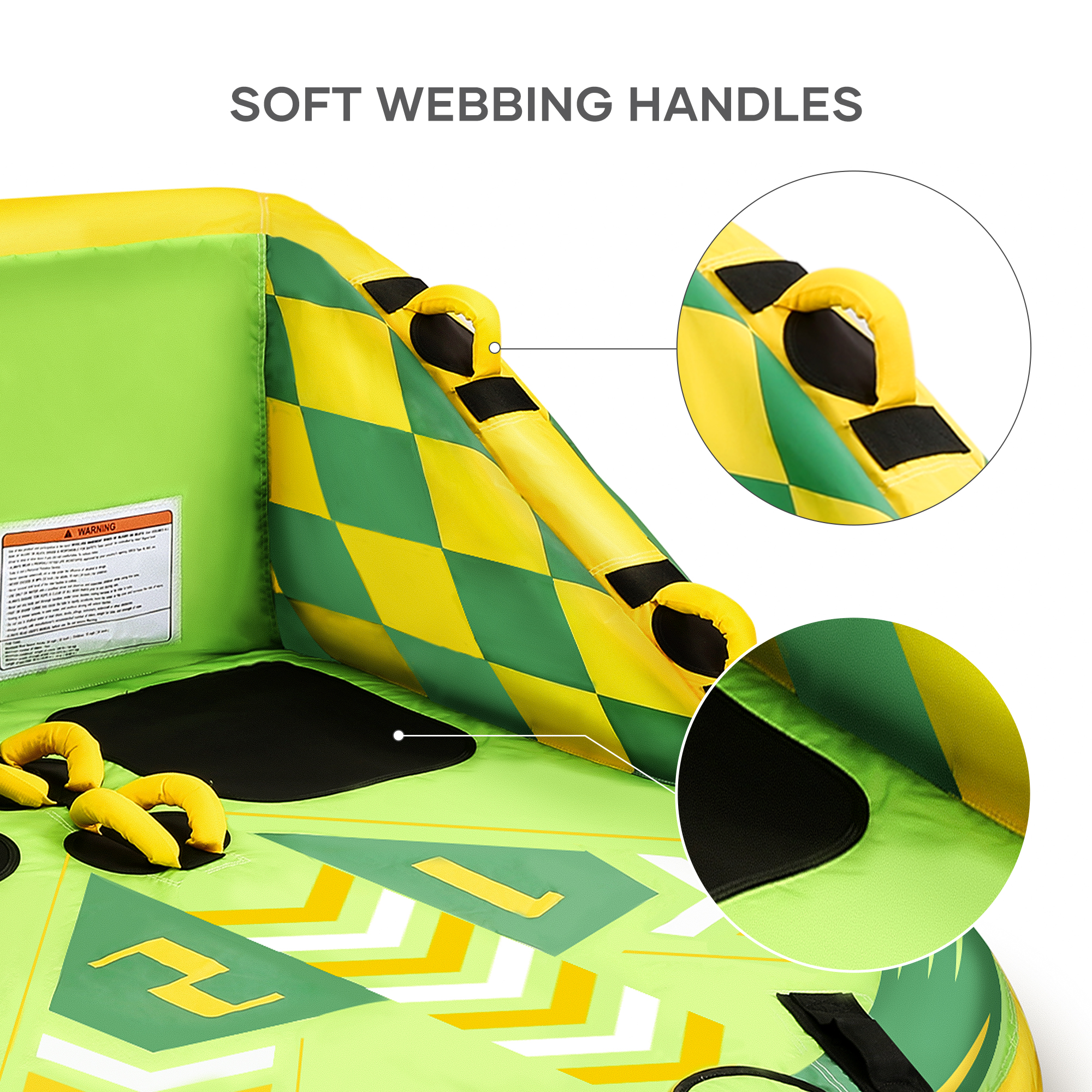 Maxkare 2 Person Inflatable Towable Tube for Boating 69” × 66” × 33”. Green