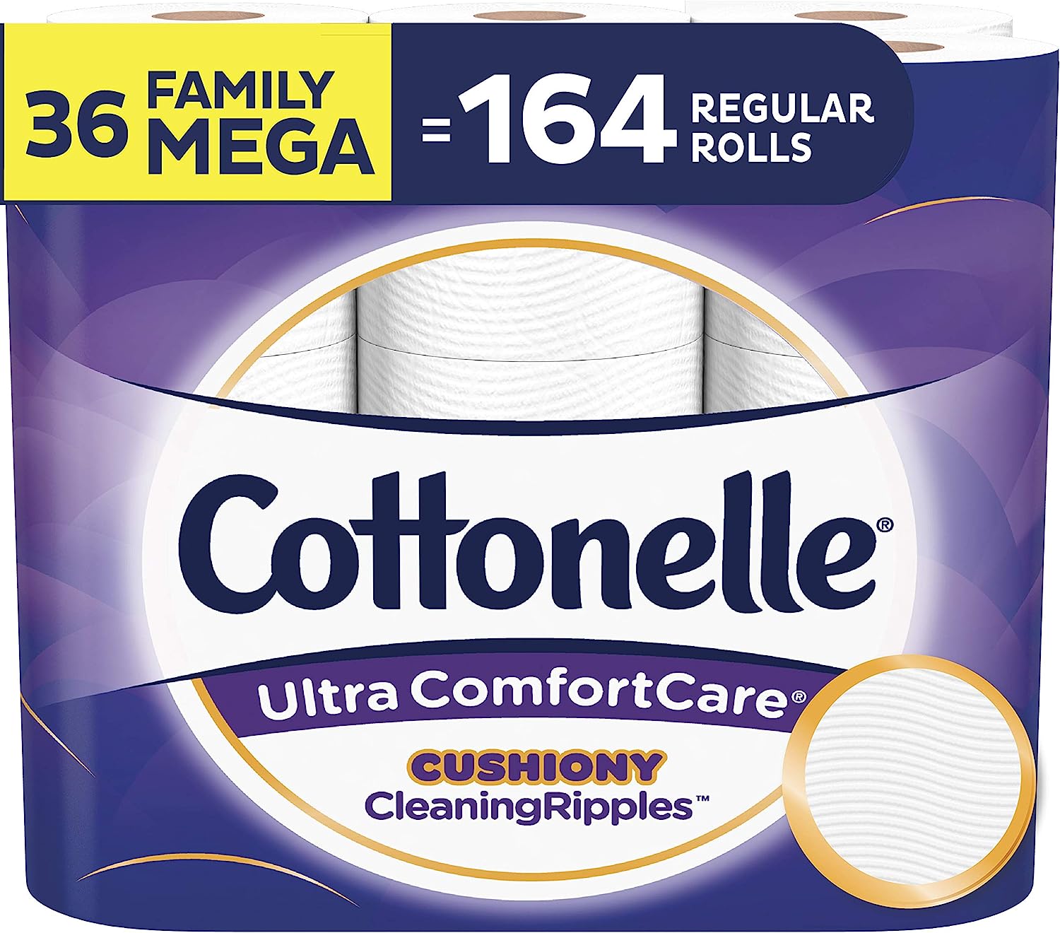 Cottonelle Ultra ComfortCare Soft Toilet Paper with Cushiony Cleaning Ripples. Family Mega Rolls. 325 Sheets Per Roll. 18 Count (Pack of 2)