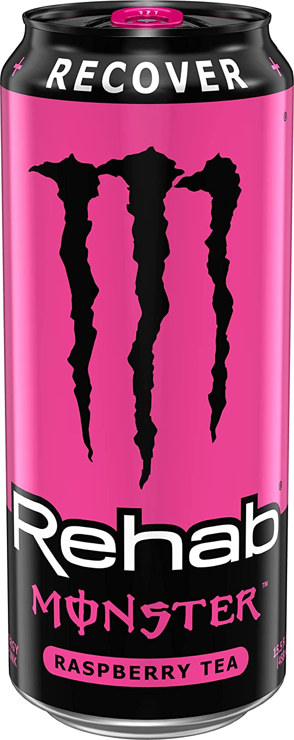Monster Energy Rehab Raspberry Tea + Energy. Energy Iced Tea. 15.5 Ounce (Pack of 24)
