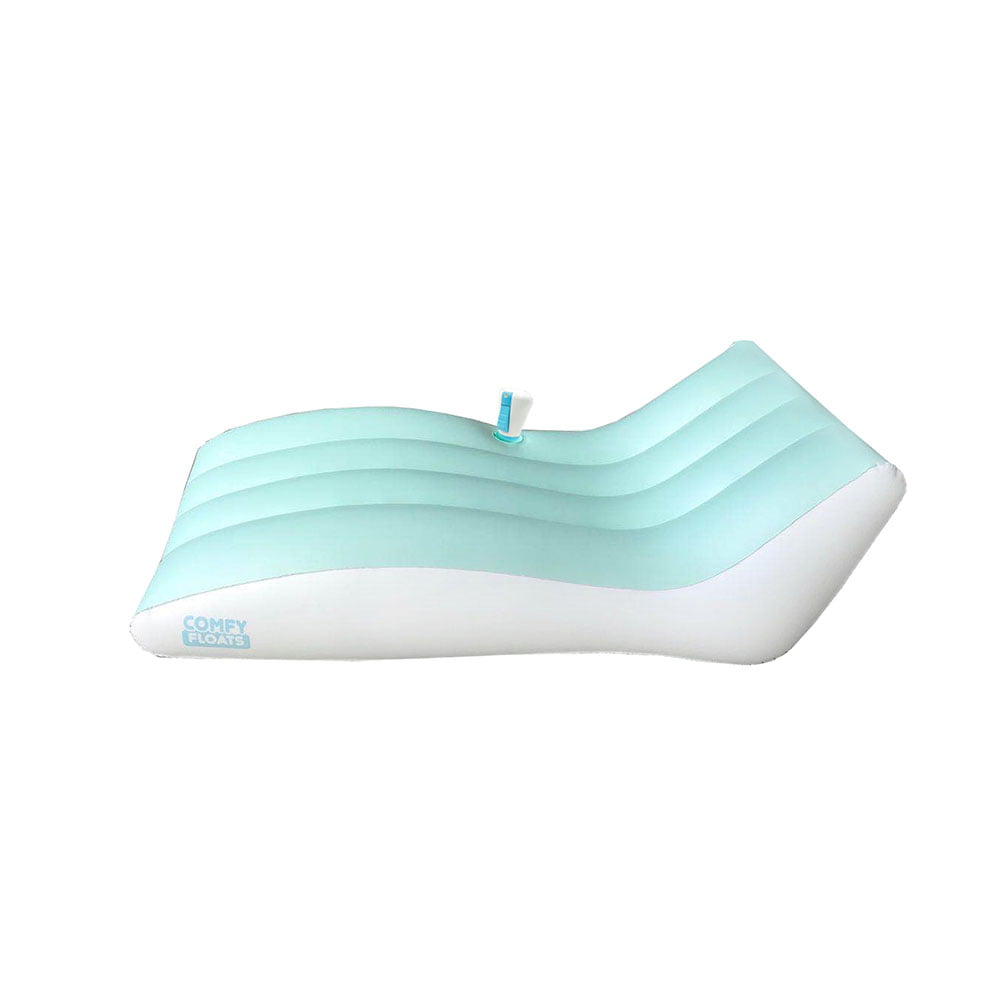 COMFY FLOATS Misting Chaise Lounger Inflatable Summertime Float for Water. Aqua