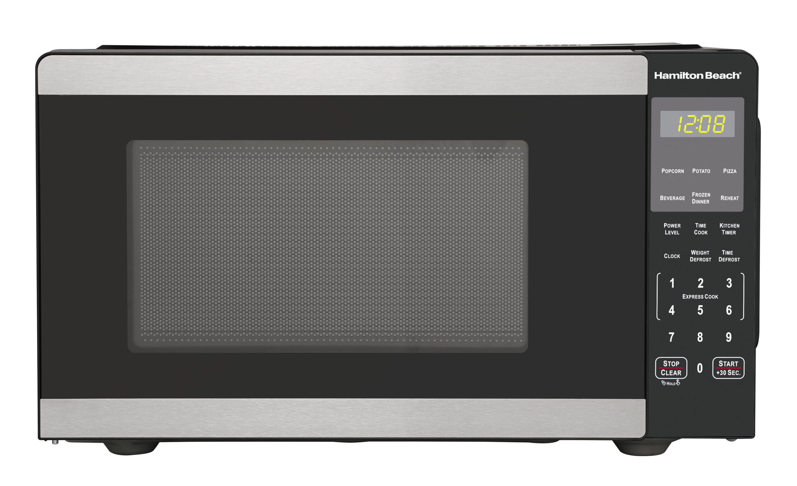 Hamilton Beach 0.9 Cu ft Countertop Microwave Oven. 900 Watts. Stainless Steel. New