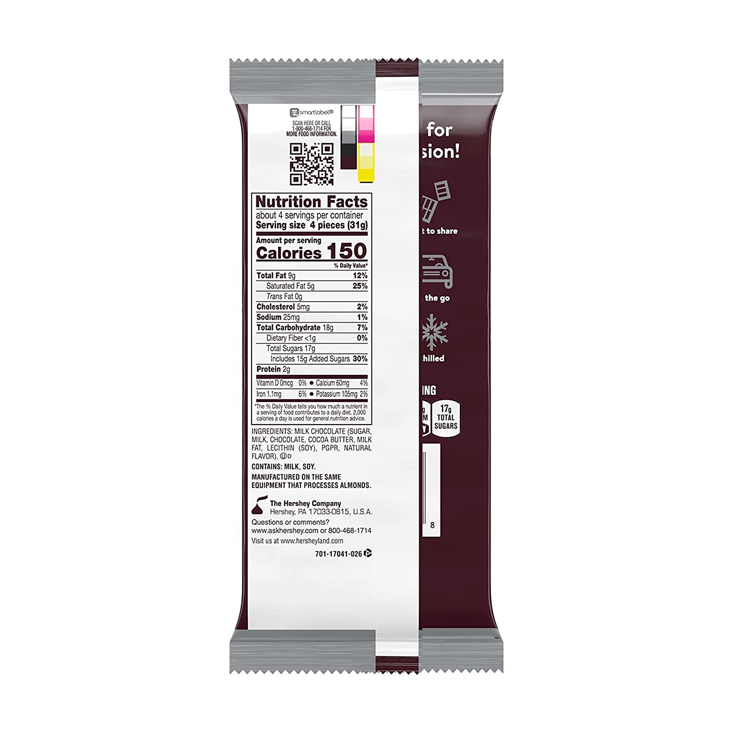 HERSHEY-S Milk Chocolate Bulk Candy. Individually Wrapped. 4.4 ounce . (Pack of 12)