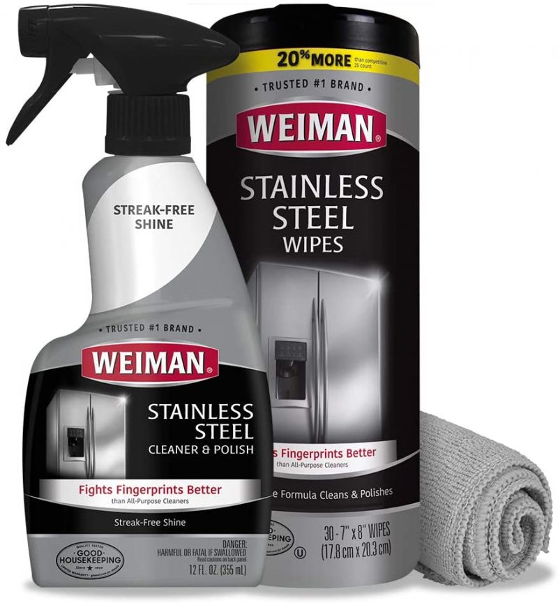 Weiman Stainless Steel Cleaner Kit - Fingerprint Resistant. Removes Residue