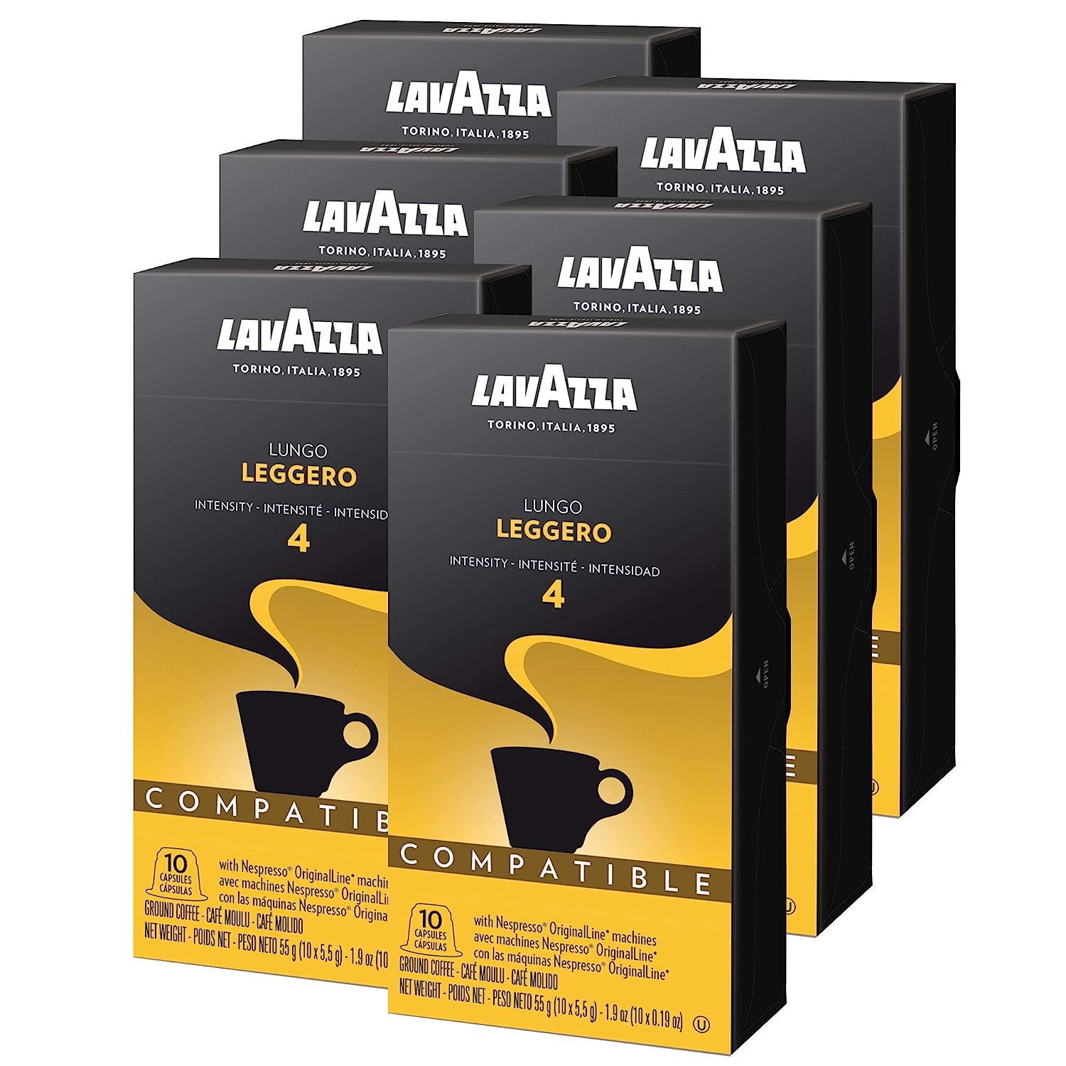 Lavazza Leggero Lungo Medium Roast Capsules Compatible with Nespresso Original Machines (Pack of 60) .Value Pack. Blended and roasted in Italy. Full bodied. velvety crema and fruity and floral notes