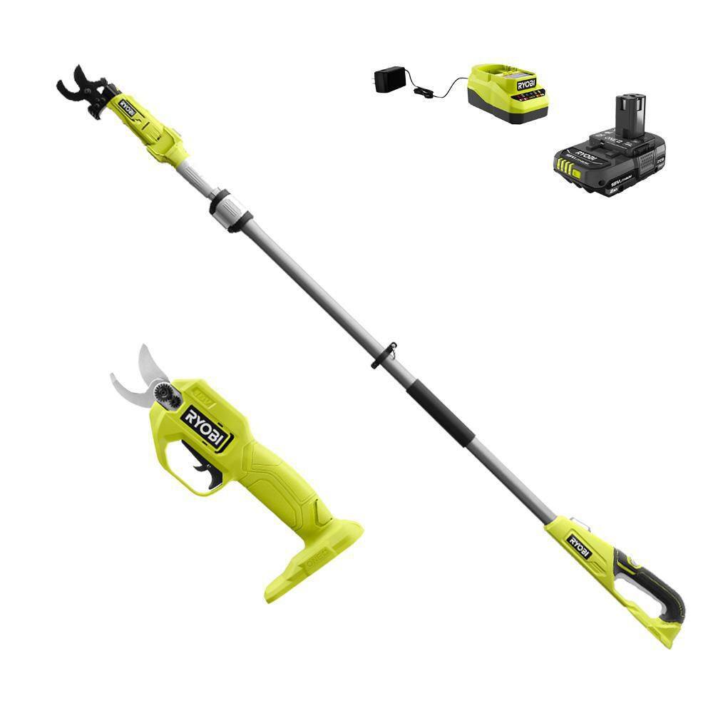 RYOBI P2540-LP ONE+ 18V Cordless Pruner and Cordless Pole Lopper with 2.0 Ah Battery and Charger