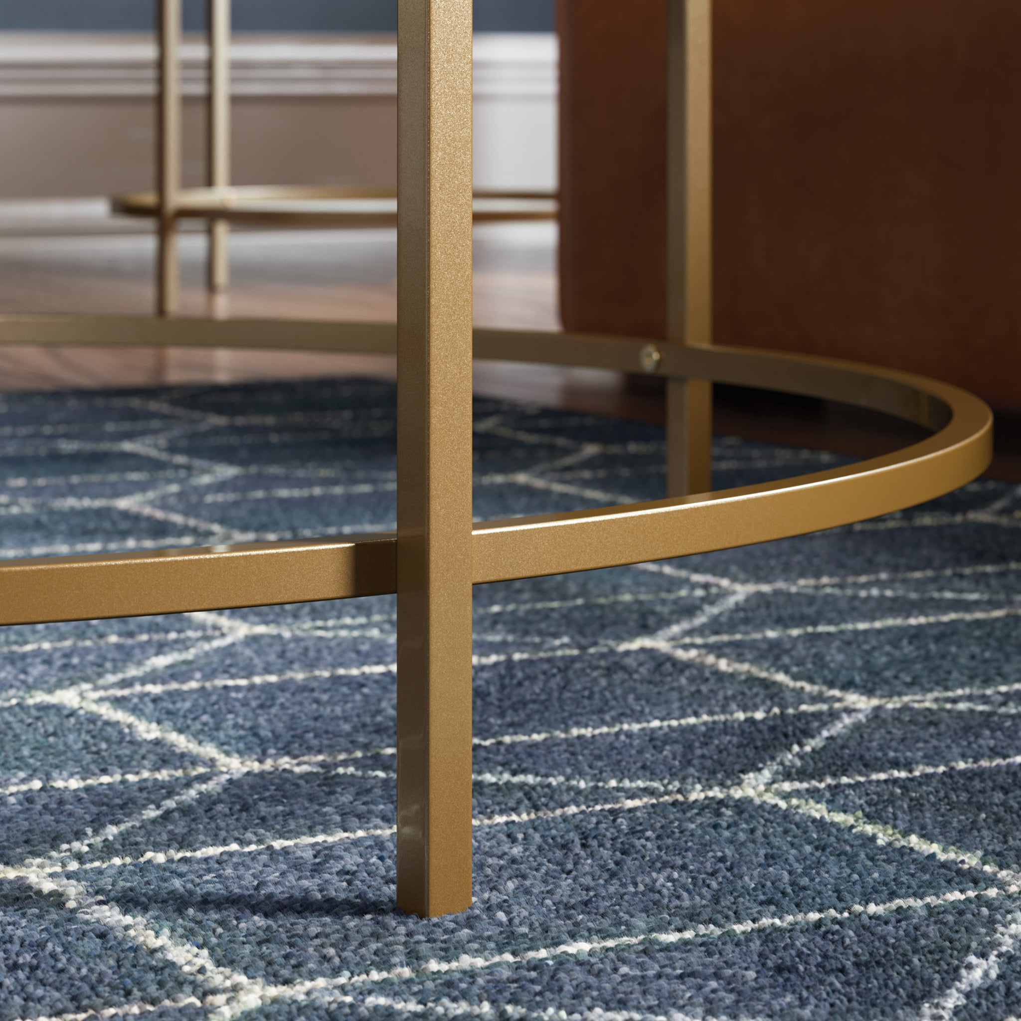 Sauder International Lux Modern Round Coffee Table. Deco Stone Finish