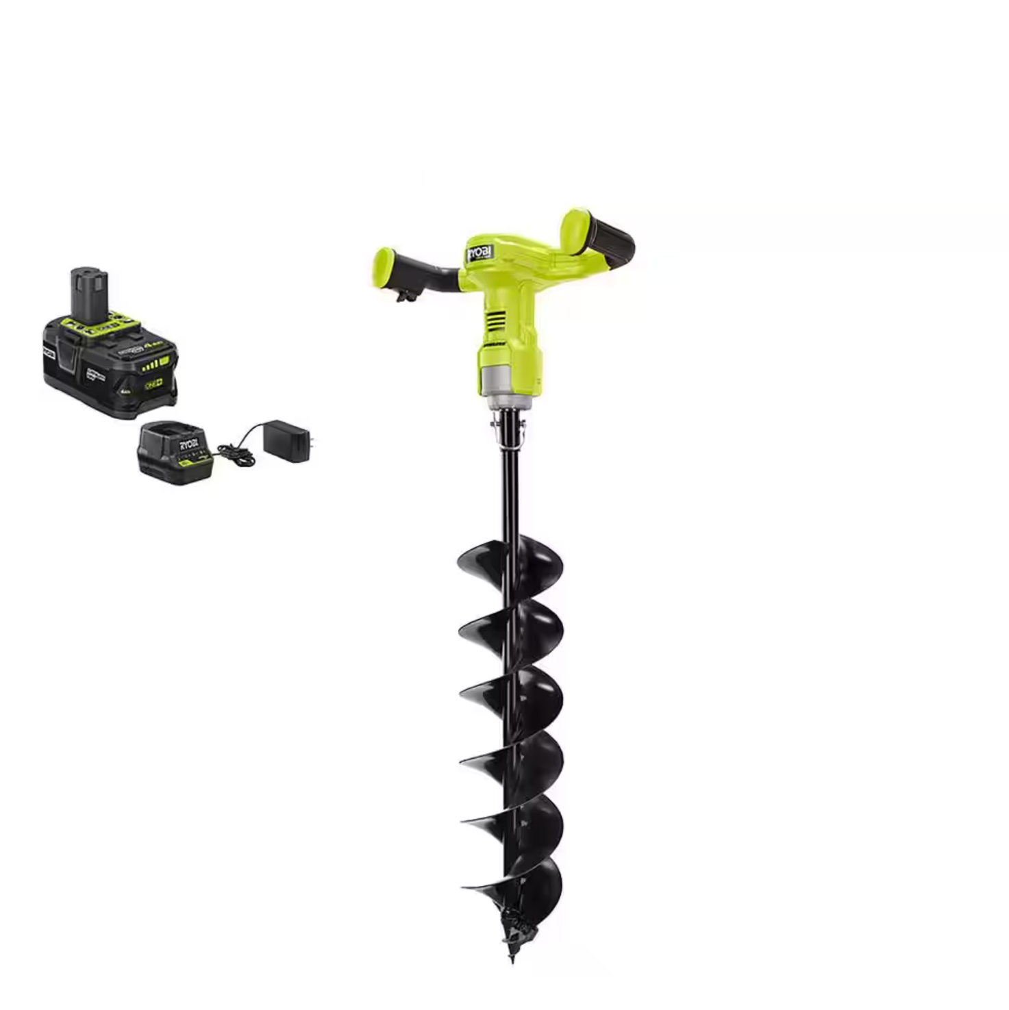 RYOBI P2930VNM ONE+ HP 18V Brushless Cordless Earth Auger with 6 in. Bit with 4.0 Ah Battery and Charger