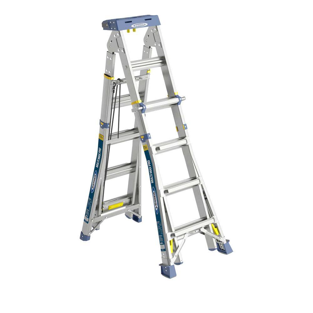 Werner ALMP-20IAA 20 ft. Reach Aluminum Multi-Max Pro Multi-Position Ladder. 375 lbs. Load Capacity Type IAA Duty Rating