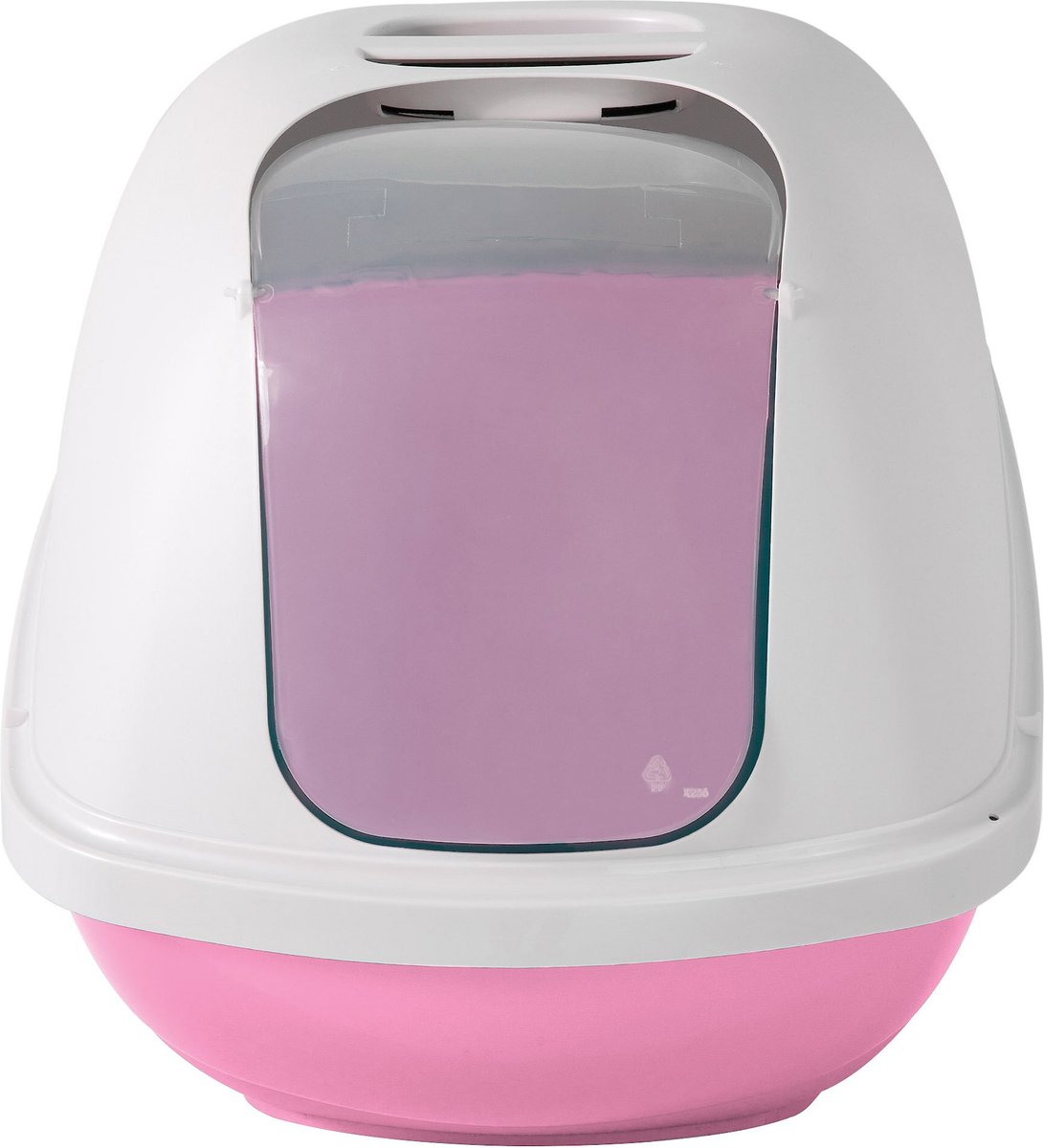 Petmate Basic Hooded Cat Litter Pan. Large. Pink and White