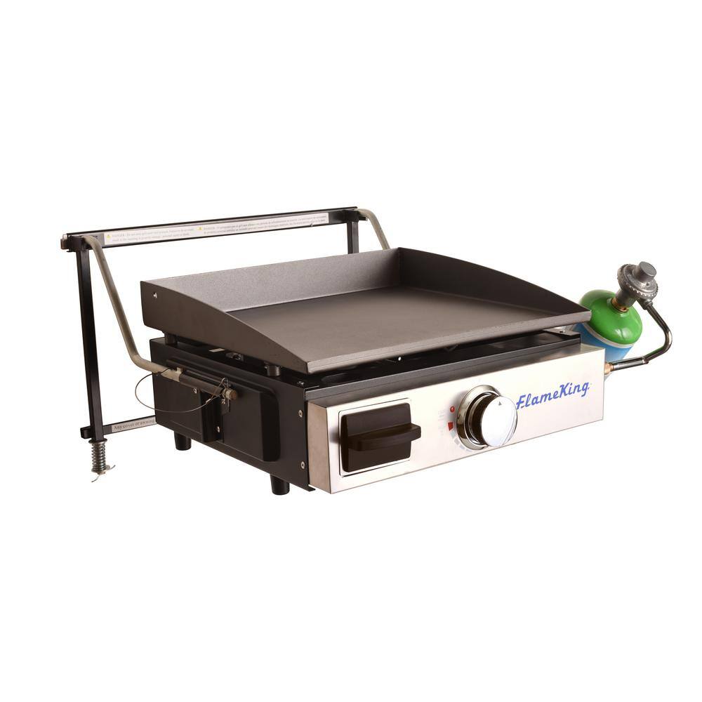 Flame King YSNFM-HT-100 Flat Top Cast Iron Propane Grill Griddle for Tabletop. Wall Mounted and Floor Stand