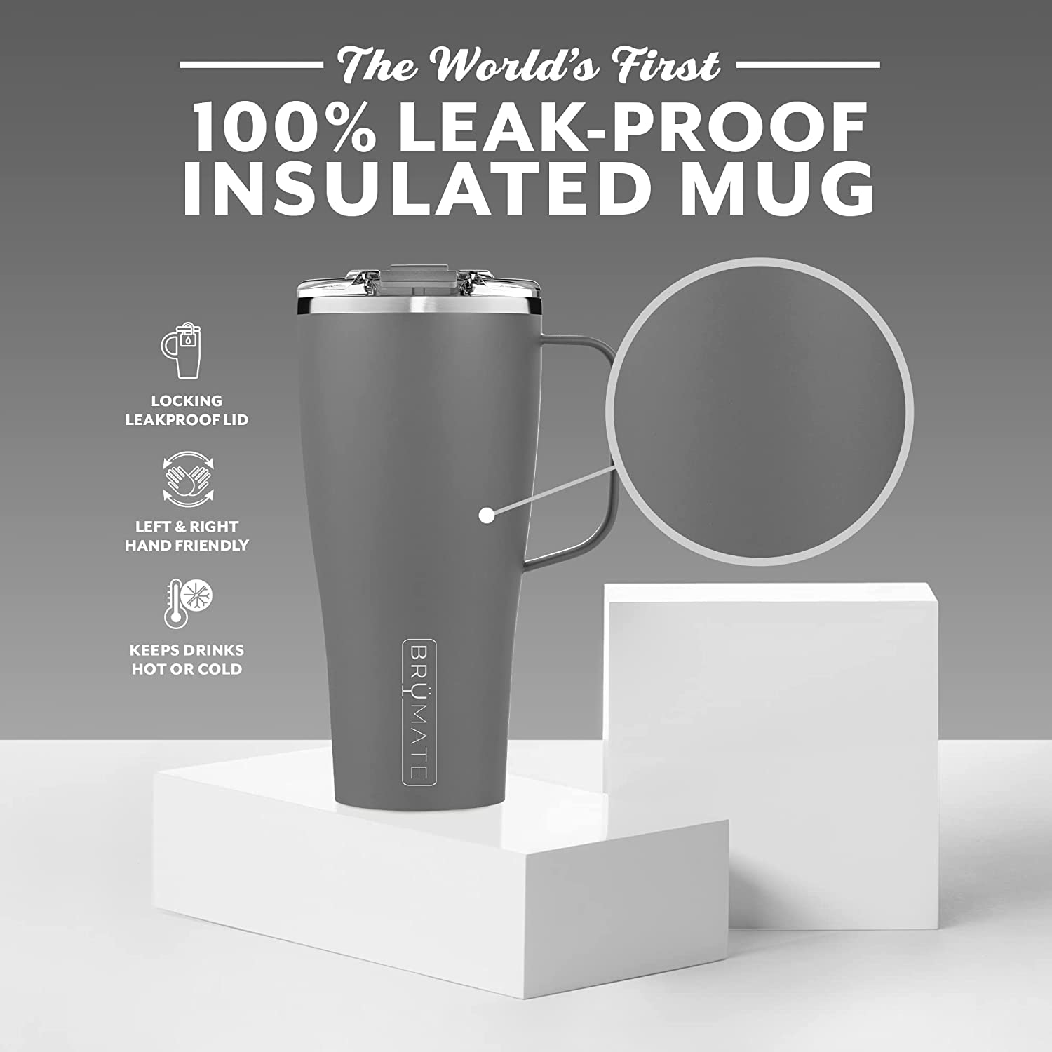BruMate Toddy XL 32oz Mug. Matte Grey
