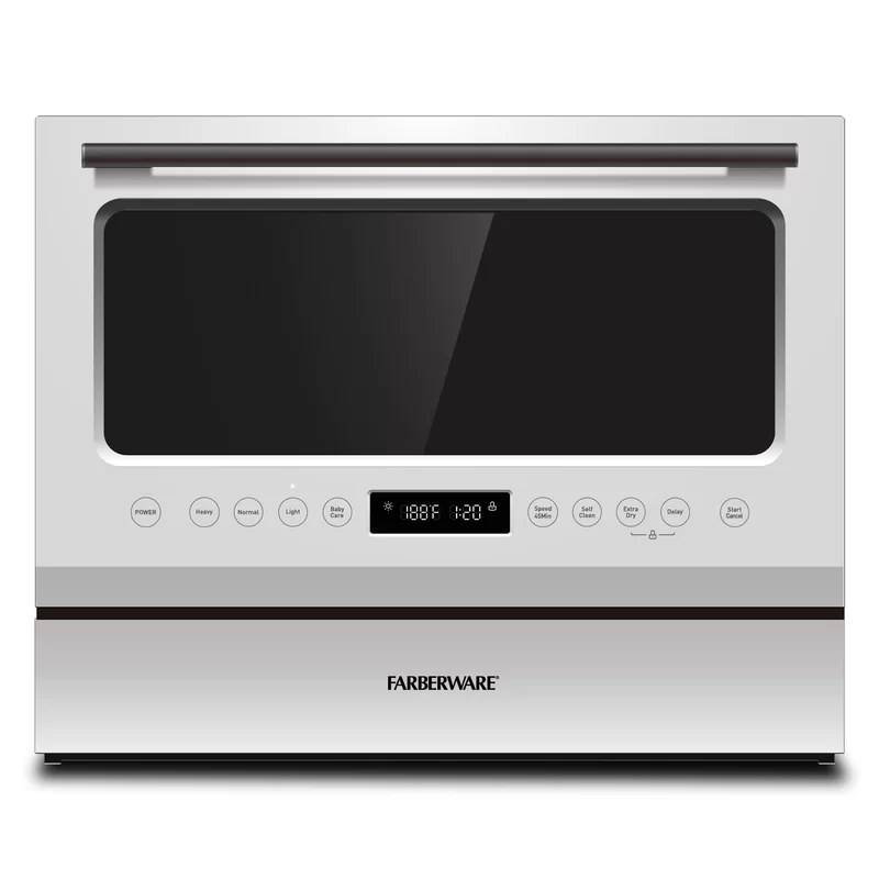 Farberware FCD06ASWWHC Professional White/Glass Door Countertop Dishwasher with 6-Place Setting Capacity