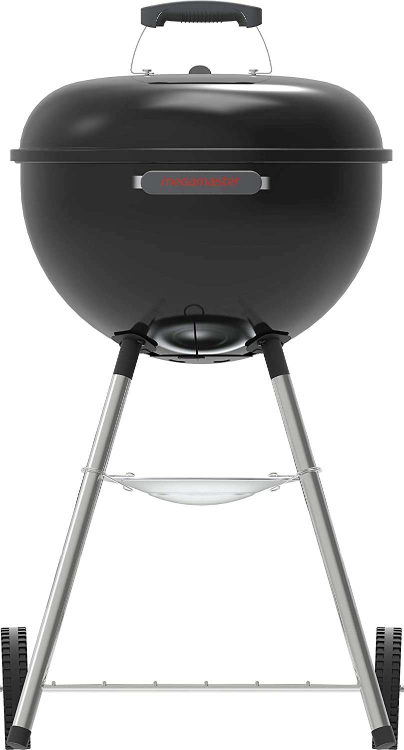 Megamaster Premium Charcoal Grill. 18″ Heavy Duty Charcoal Kettle Grill. Outdoor Cooking. Camping Patio. Backyard. Tailgating. Black