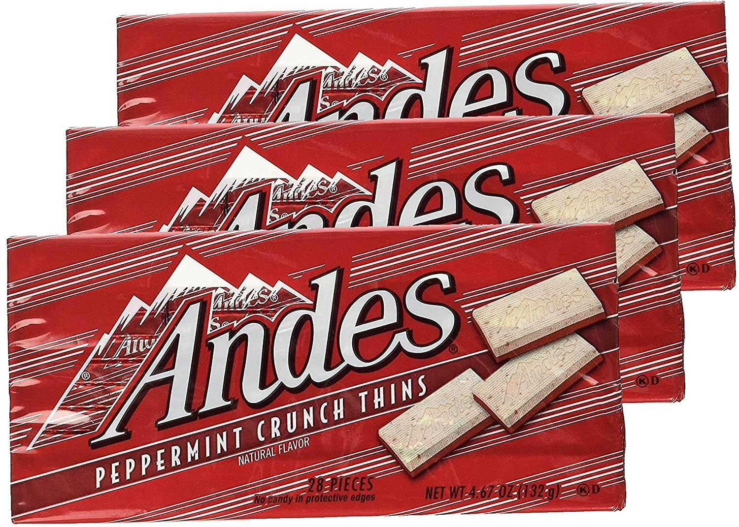 Andes Peppermint Crunch Thins. 3 Boxes (28 pcs in each)