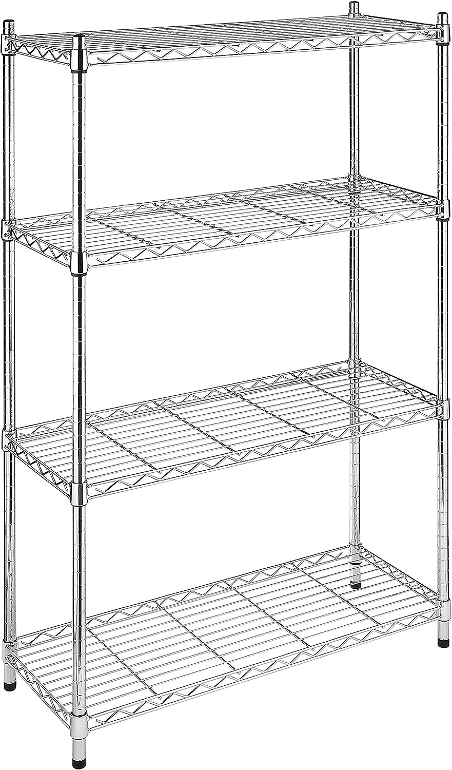 Whitmor Supreme 4 Tier Adjustable Shelves and Leveling Feet. Chrome