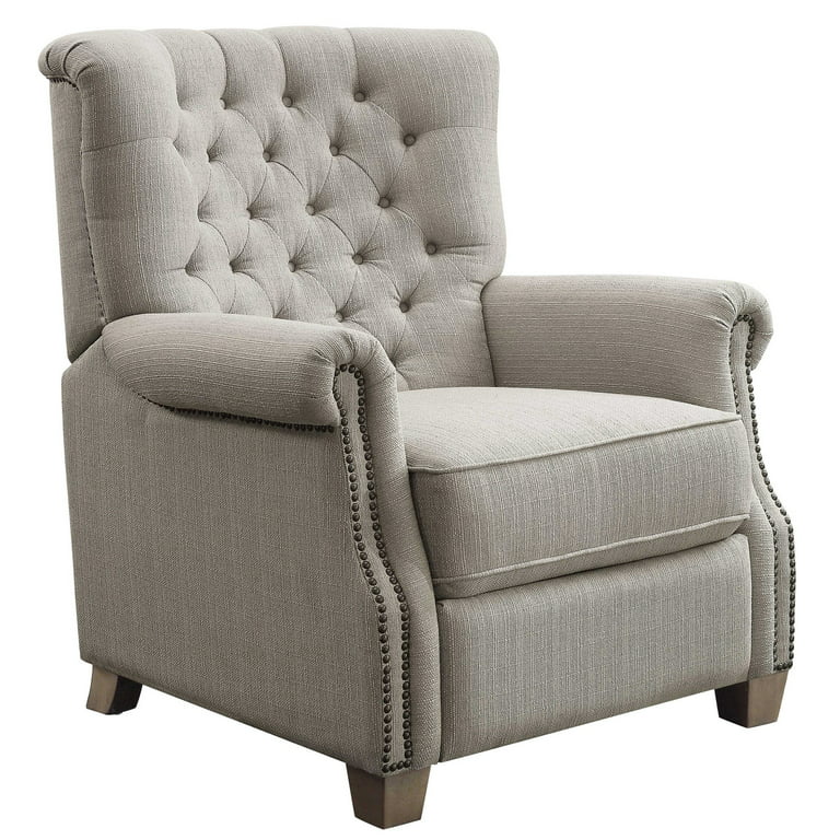 Better Homes & Garden Tufted Push Back Recliner. Gray Fabric Upholstery