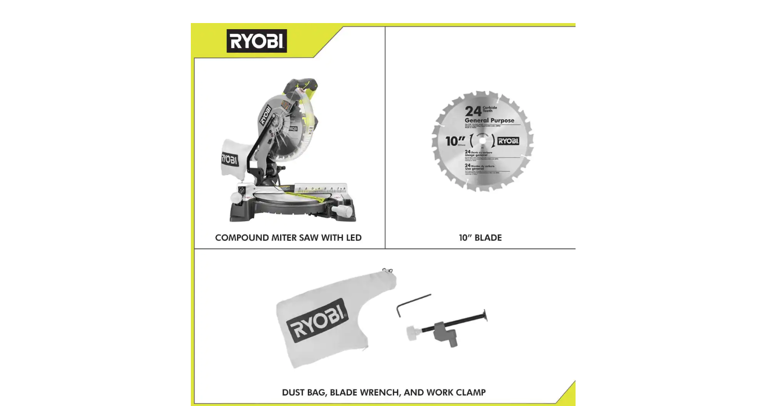 RYOBI Miter Saw TS1346 10 in. Compound with LED