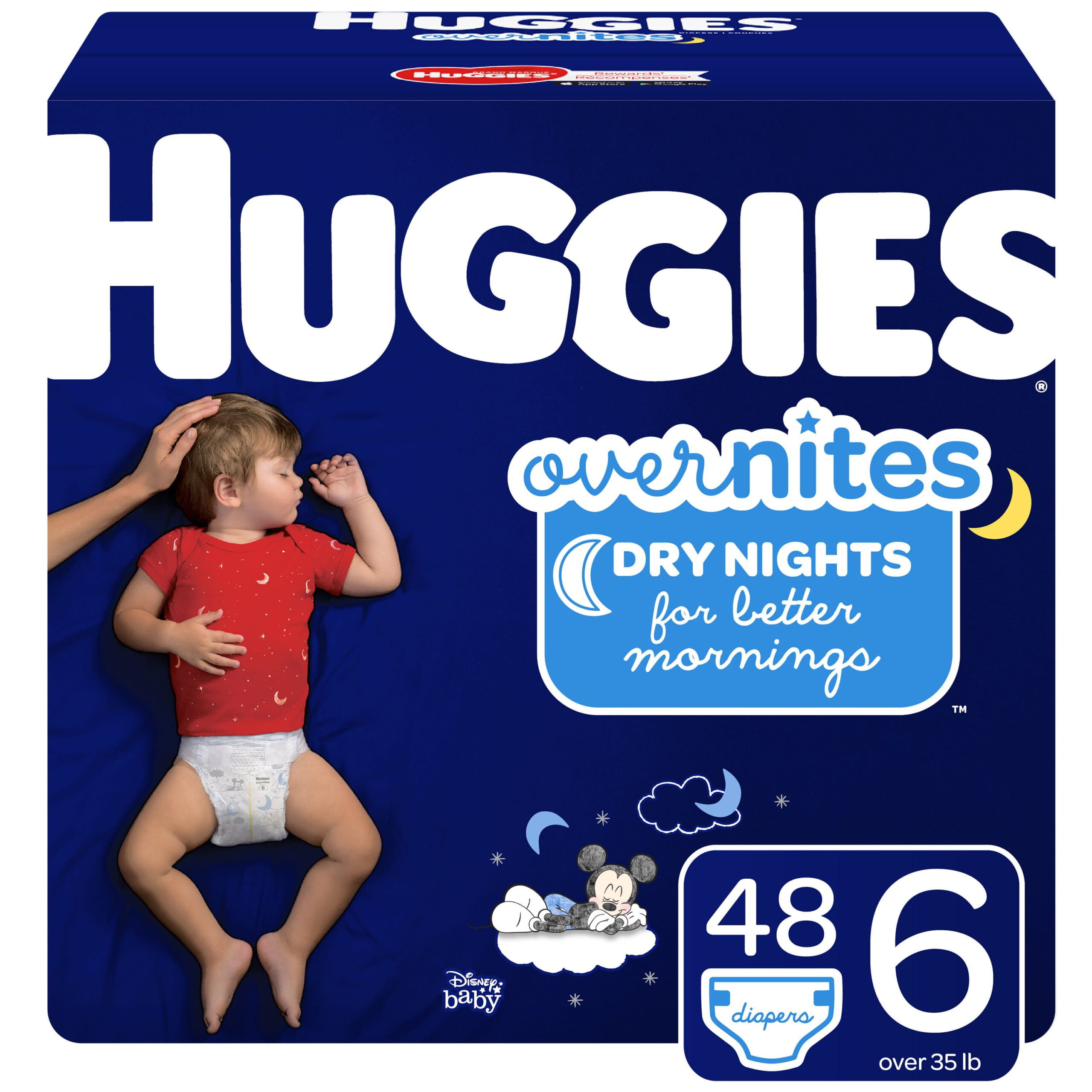 Huggies Overnites Nighttime Diapers. 48 Ct. Size 6 (35+ lbs.). Giga Jr Pack