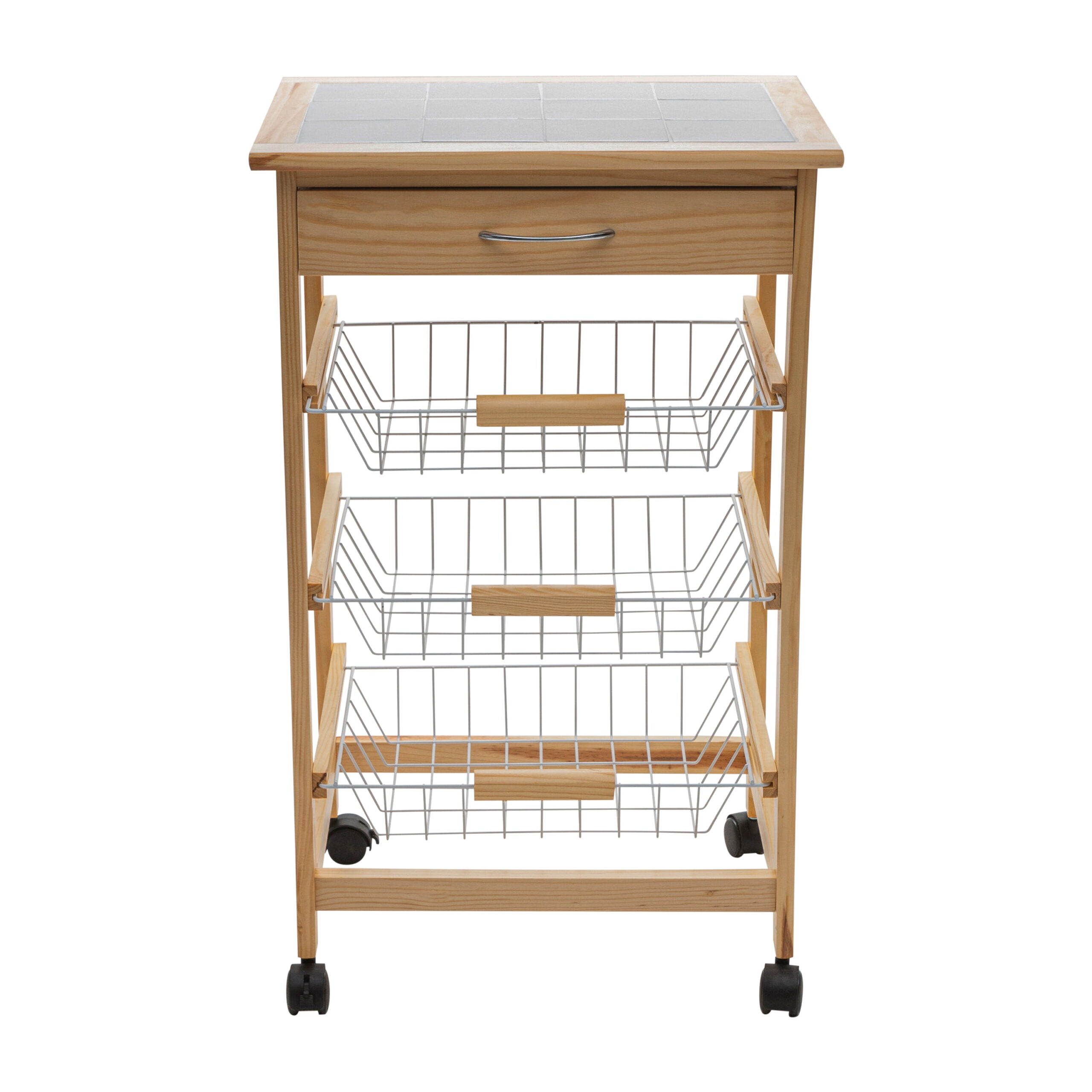 Organize It All 3 Tier Basket and Drawer Kitchen Cart