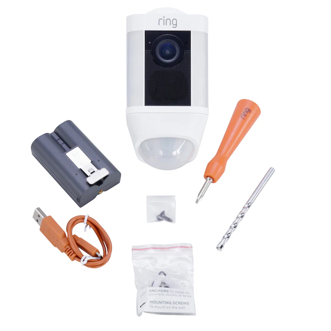 Ring  Spotlight Cam Battery - Battery-powered Outdoor Smart Security Camera with One LED Spotlight - White