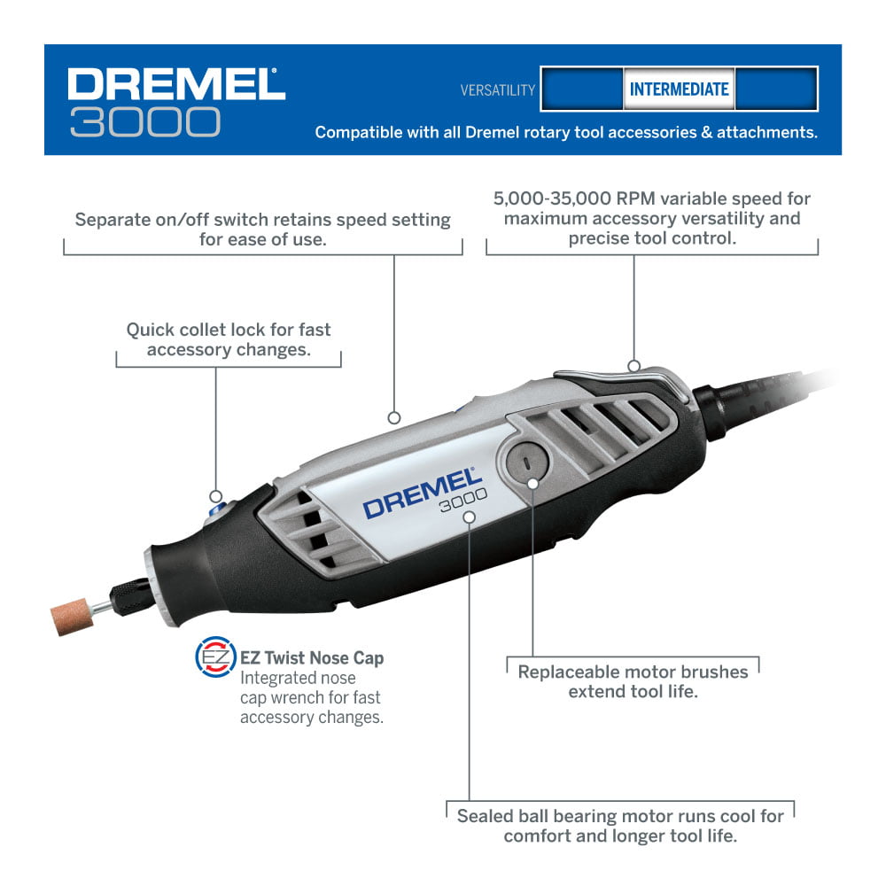 Dremel 3000-N/18 Variable Speed Rotary Tool. 18 Accessories
