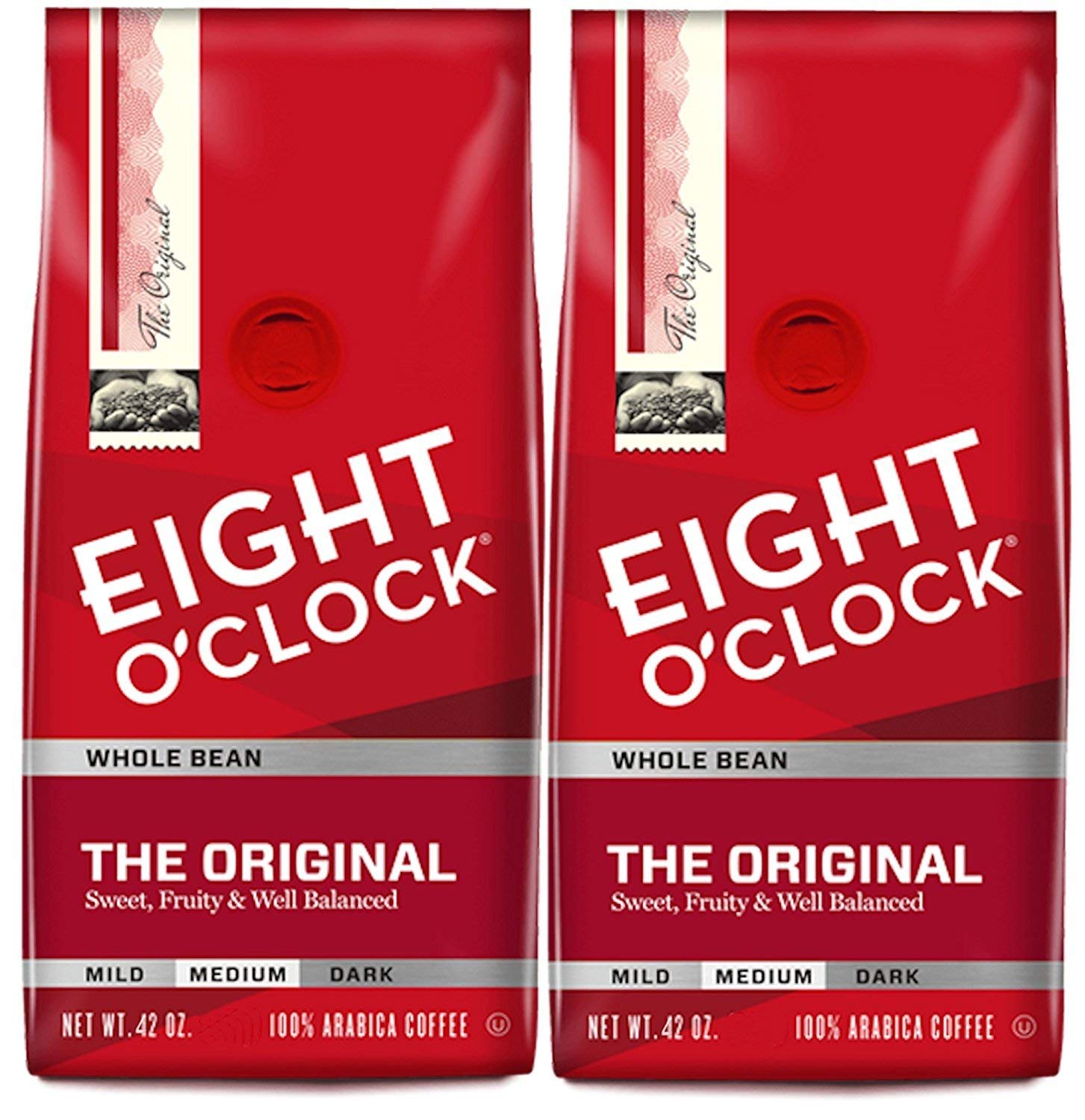 Eight O-Clock Coffee. Original Whole Bean. 42-Ounce Package. Pack of 2