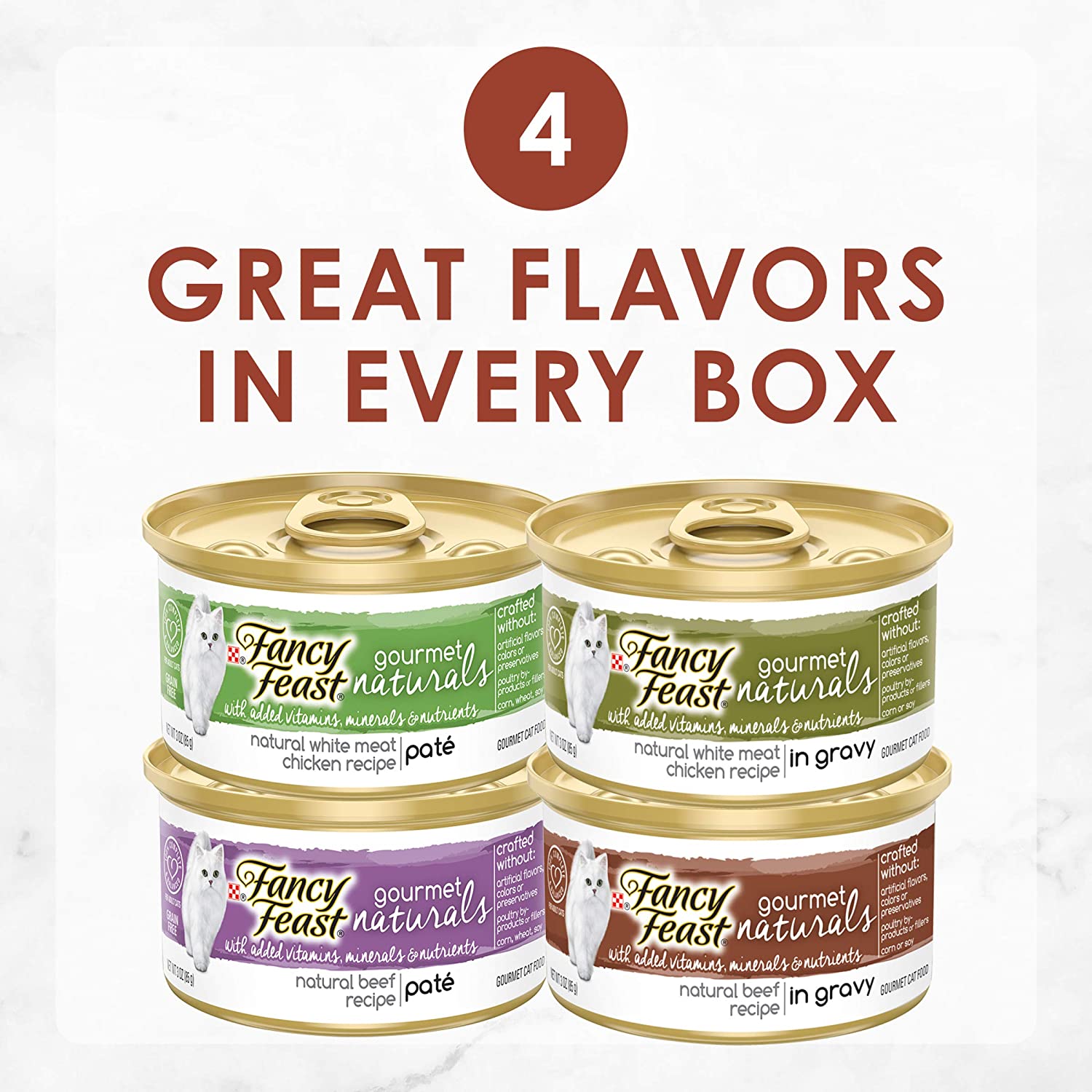 Purina Fancy Feast Natural Wet Cat Food Variety Pack. Gourmet Naturals Poultry and Beef Collection - (30) 3 oz. Cans