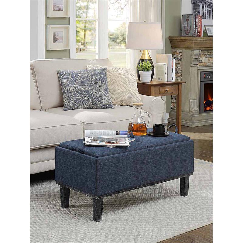 Convenience Concepts Designs4Comfort Brentwood Storage Ottoman. Dark Blue Fabric/Black