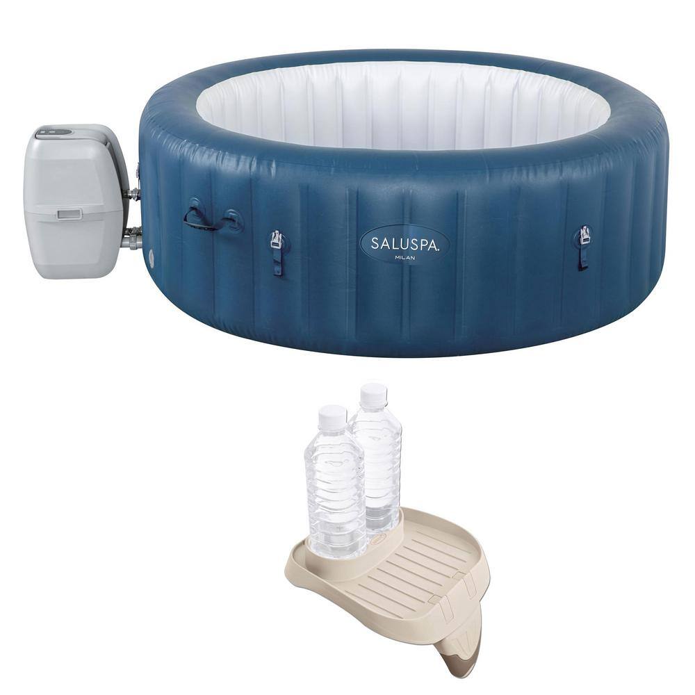 Bestway 60030E-BW + 28500E SaluSpa Milan Airjet Plus 6-Person Inflatable Hot Tub w/Intex PureSpa Cup Holder