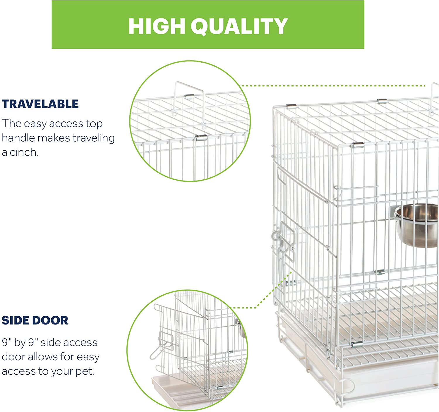 Prevue Hendryx Travel Bird Cage 1305 White. 20-Inch by 12-1/2-Inch by 15-1/2-Inch