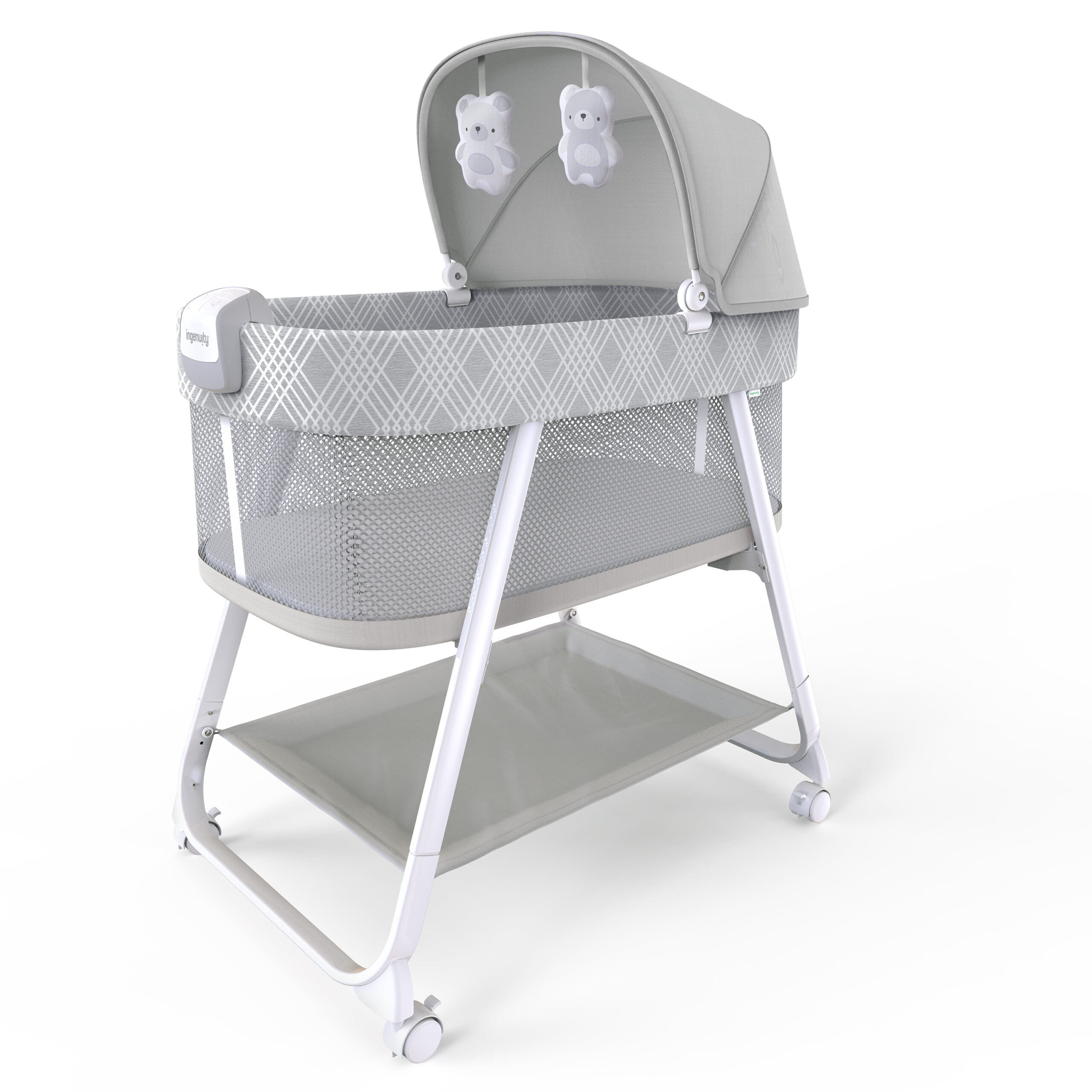 Ingenuity Lullanight Soothing Bassinet for Baby with Locking Wheels & Night Light. Newborn to 5 Months - Gem