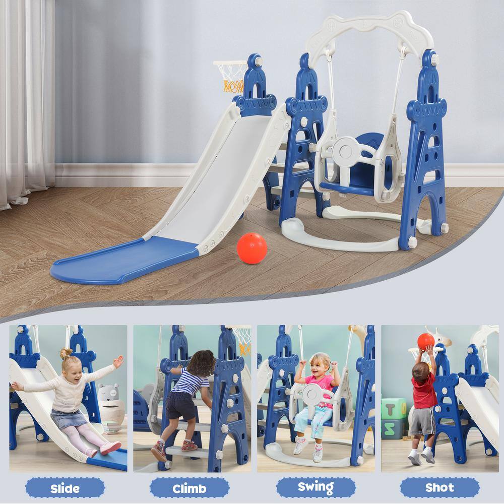 TOBBI TH17H0756 Kids Play Slide and Swing Set Indoor Outdoor Play Ground