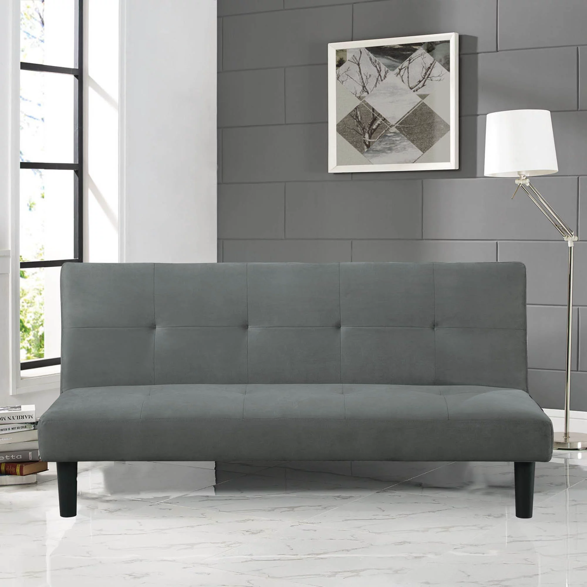 Serta Easton Modern Futon. Gray Fabric