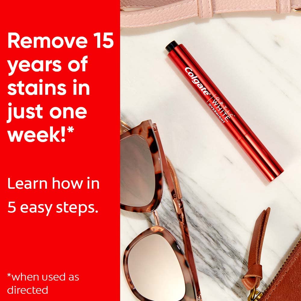 Colgate Optic White Overnight Teeth Whitening Pen. Teeth Stain to Whiten Teeth